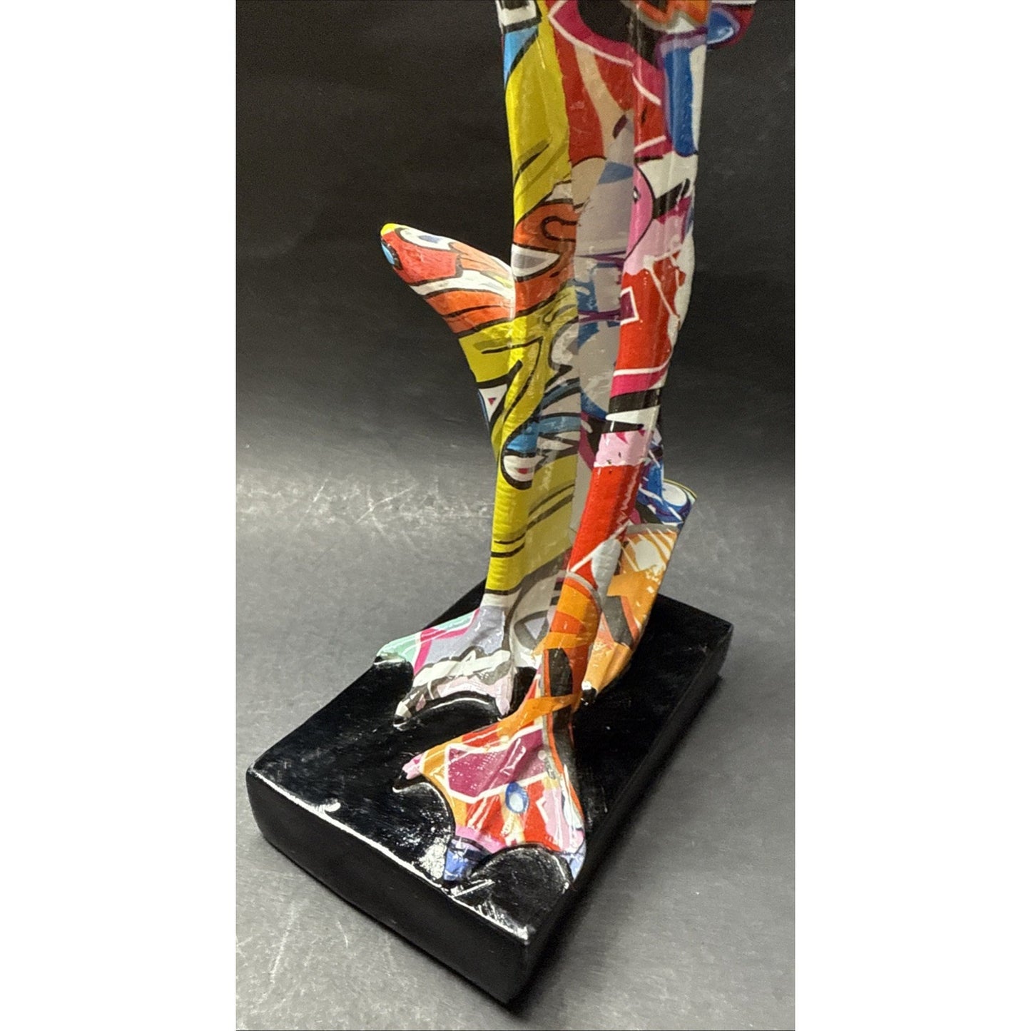 Flamingo Sculpture Graffiti Pop Art Colorful Statue Modern As Is
