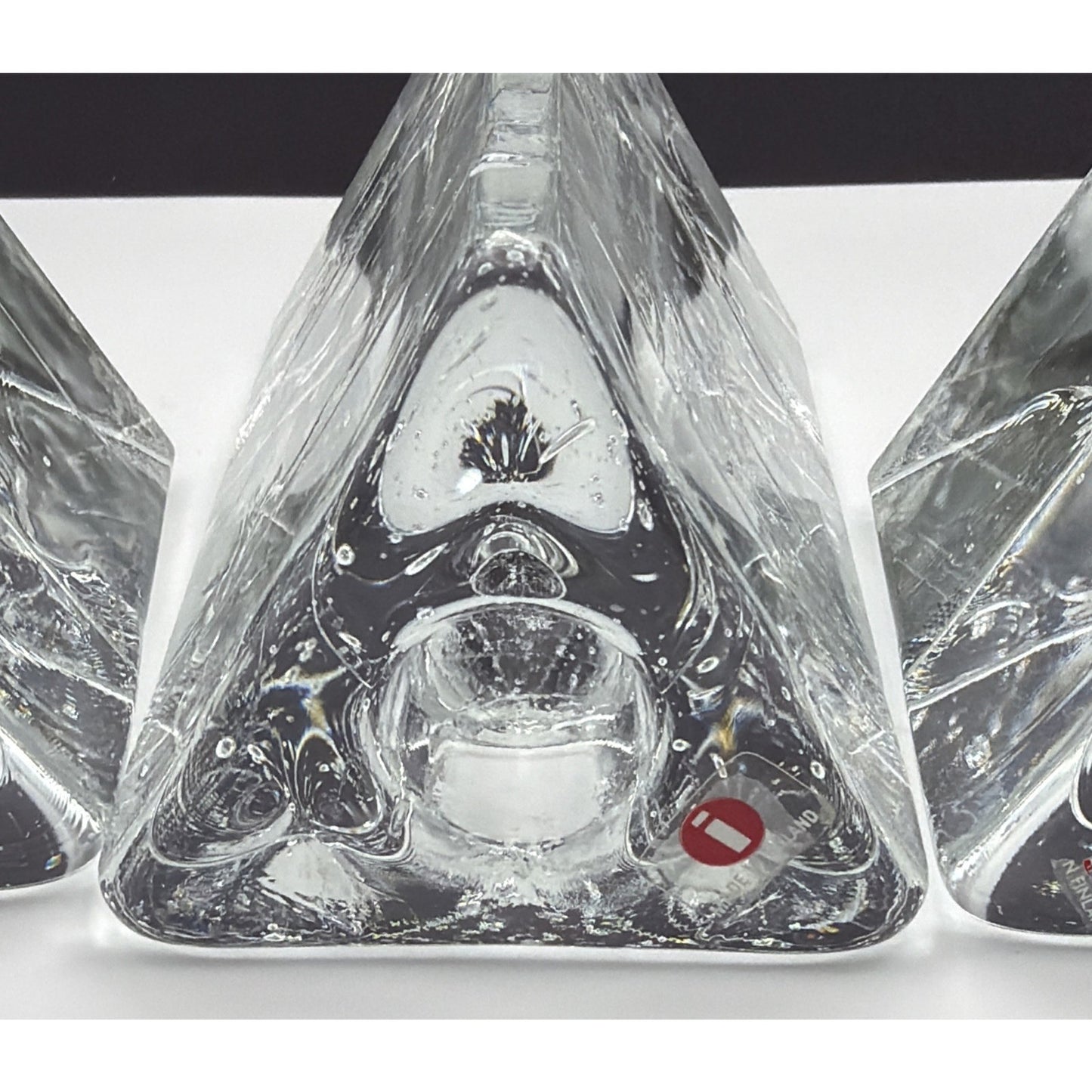 MCM Lot of 3 littala Timo Sarpaneva Arkipelago Ice Glass Candle Holders Finland