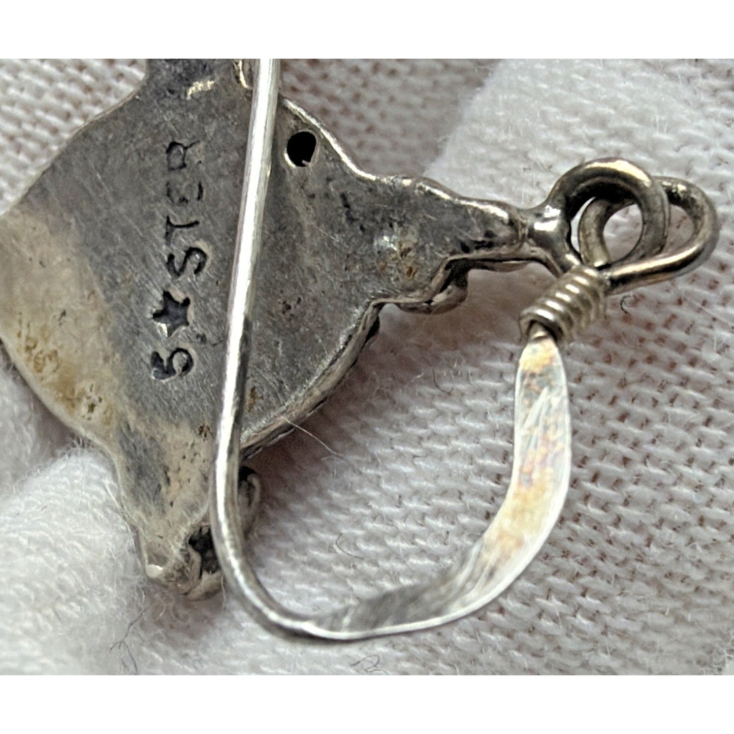 Vintage 5 Star Sterling Silver Southwest Cabochon Lapis Lazuli Dangle Earrings
