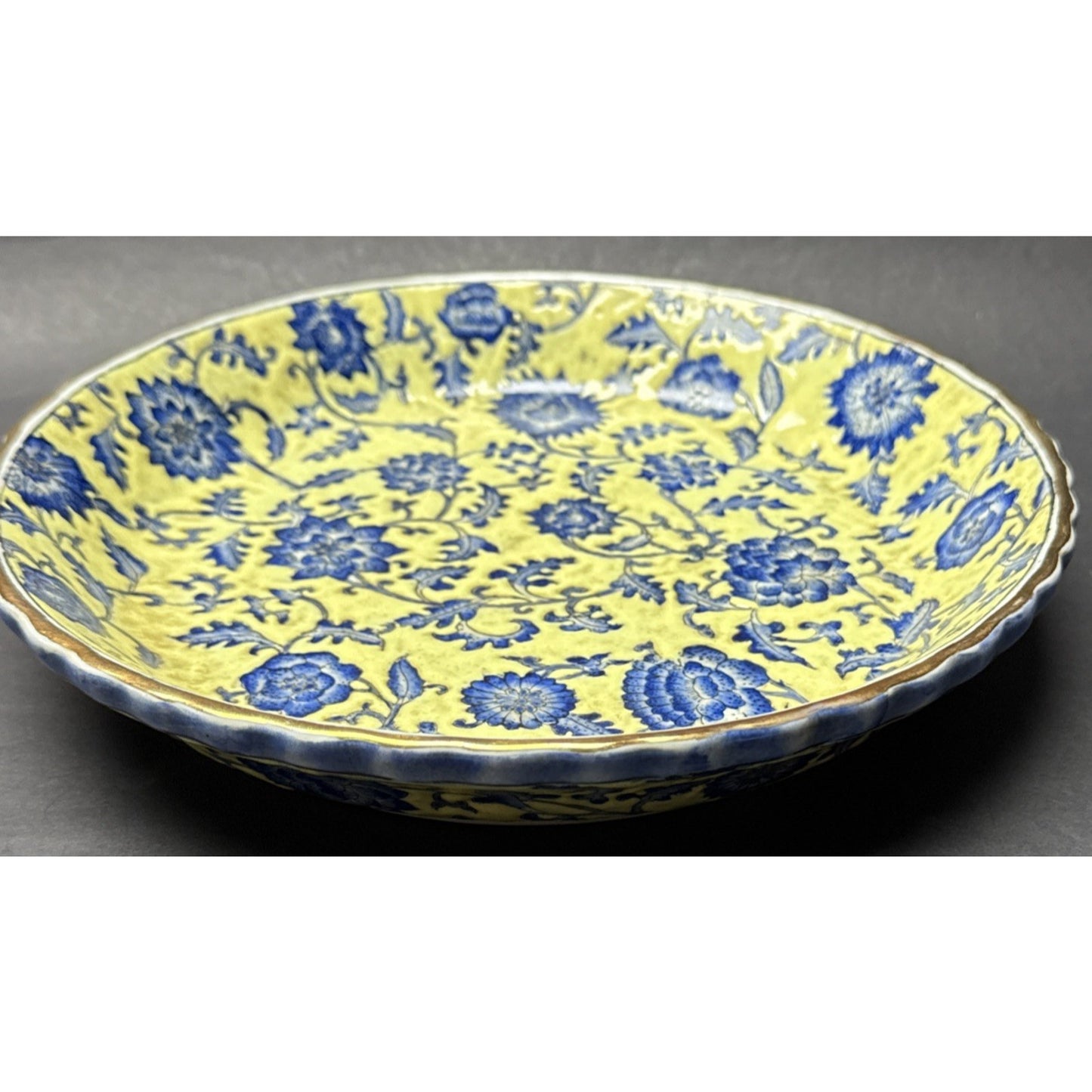 Vtg Yong Sheng Cai Ci Chang Floral Vines Platter Plate Bowl Vines Scrolls As-Is