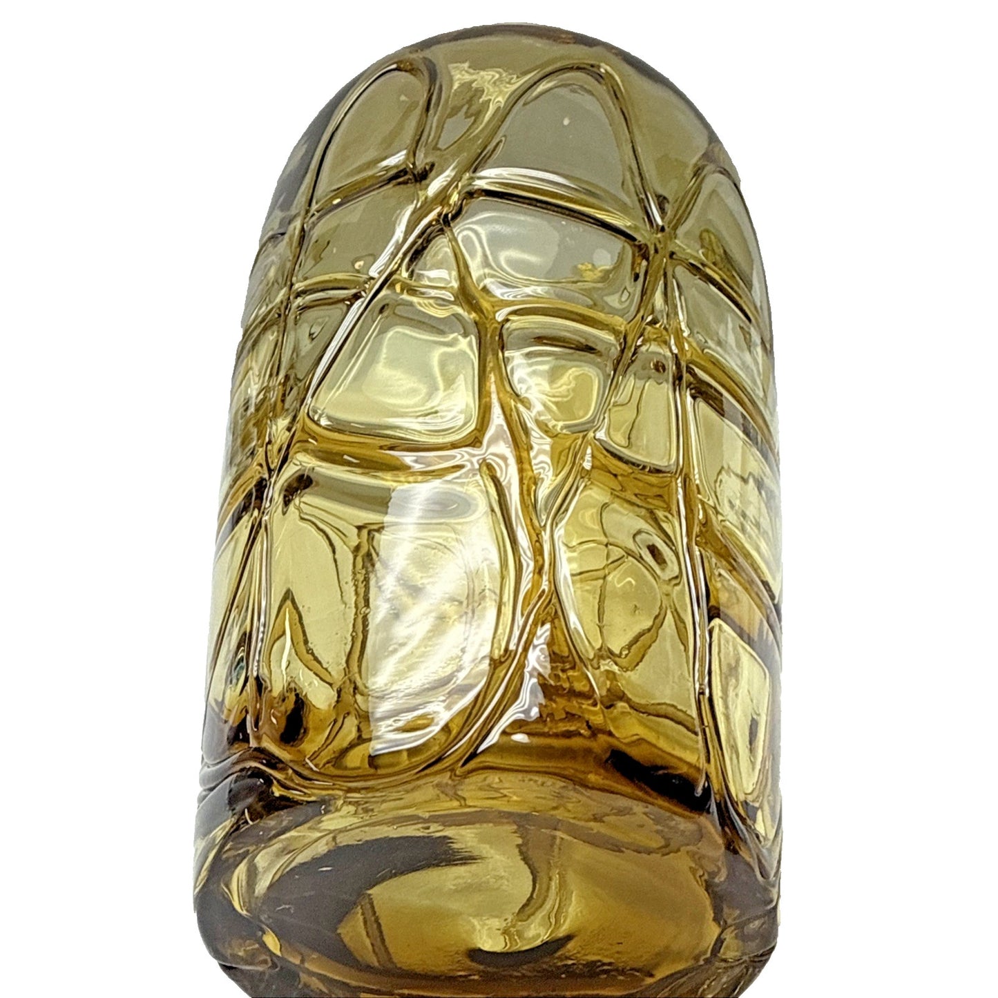 MCM Amber Blown Art Glass Vase Webbed Spider Vine Threaded Abstract