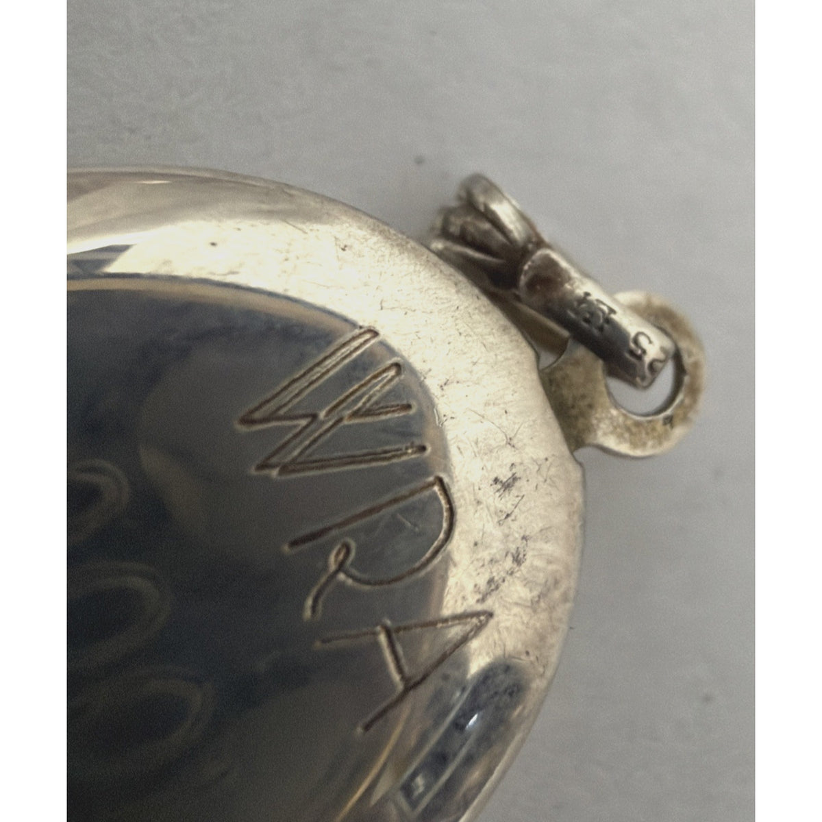 Vintage Sterling Silver Locket Pendant Etched Monogram As Is