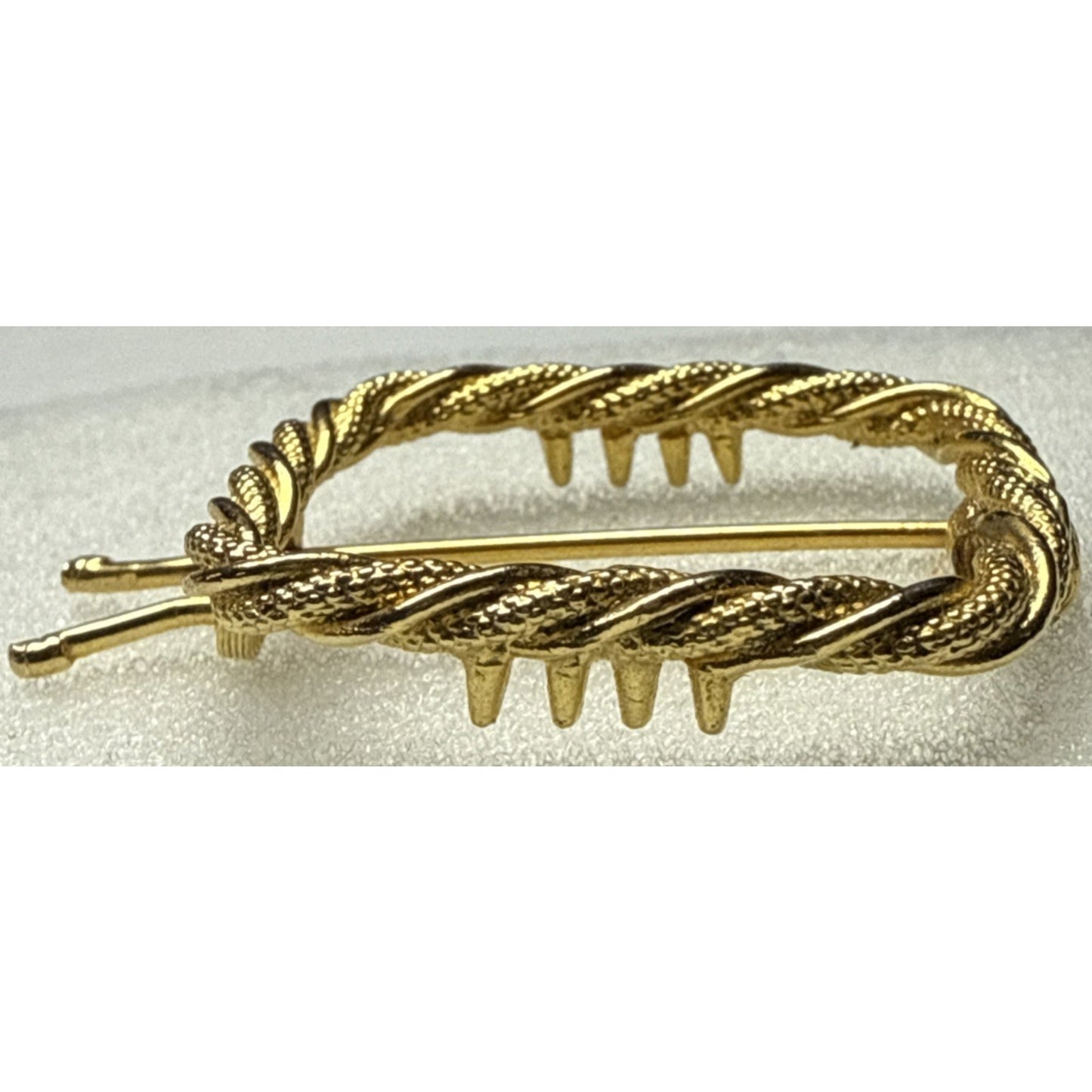 Vintage Twisted Rope Gold Tone Metal Hair Barrette Square