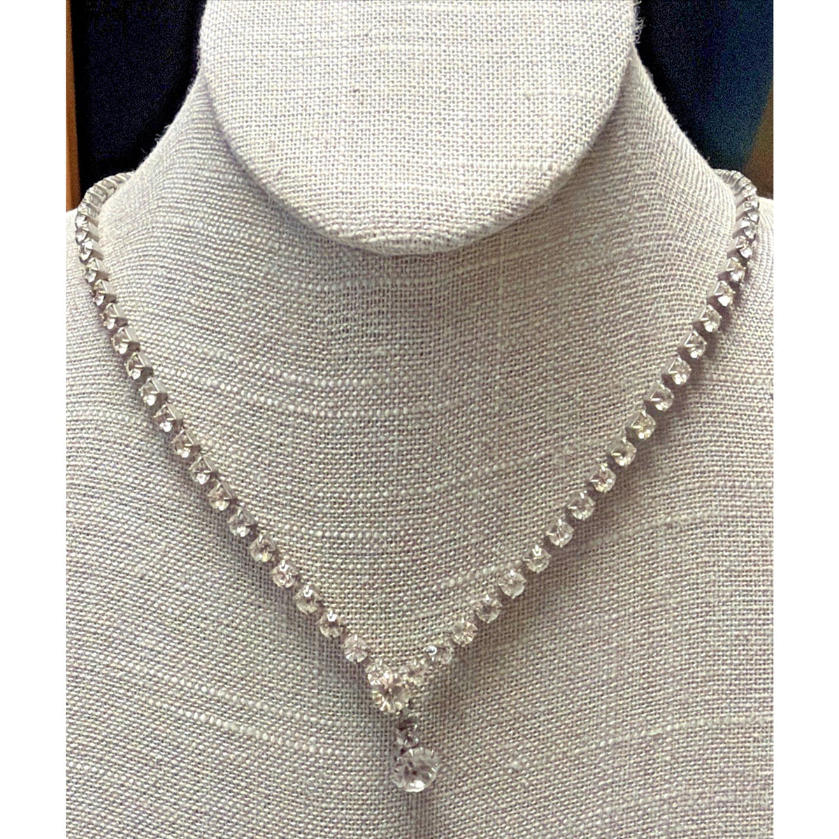 Vtg Rhinestone Tennis Cup Chain Necklace Belt Silver Tone Endless Opera Flapper