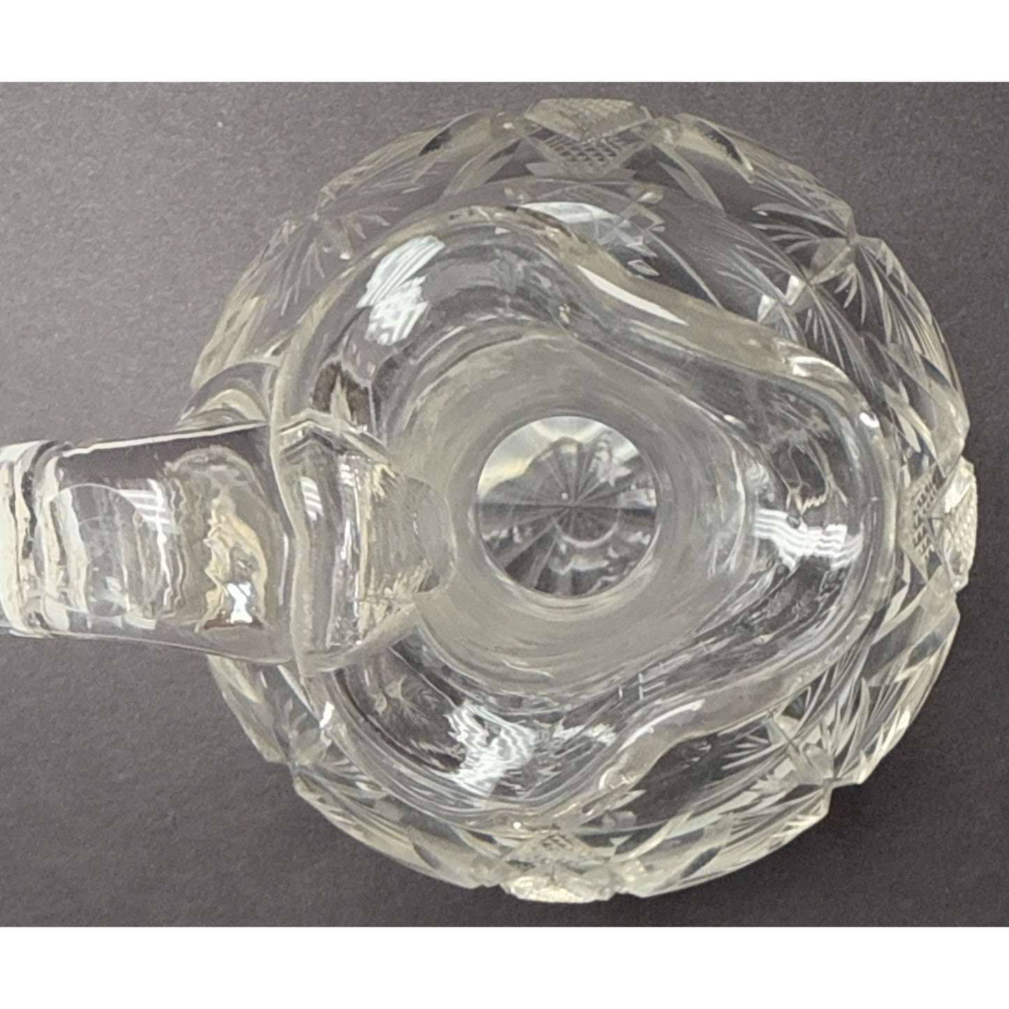 American Brilliant Cut Glass Cruet Oil Stopper Star Snowflake As Is