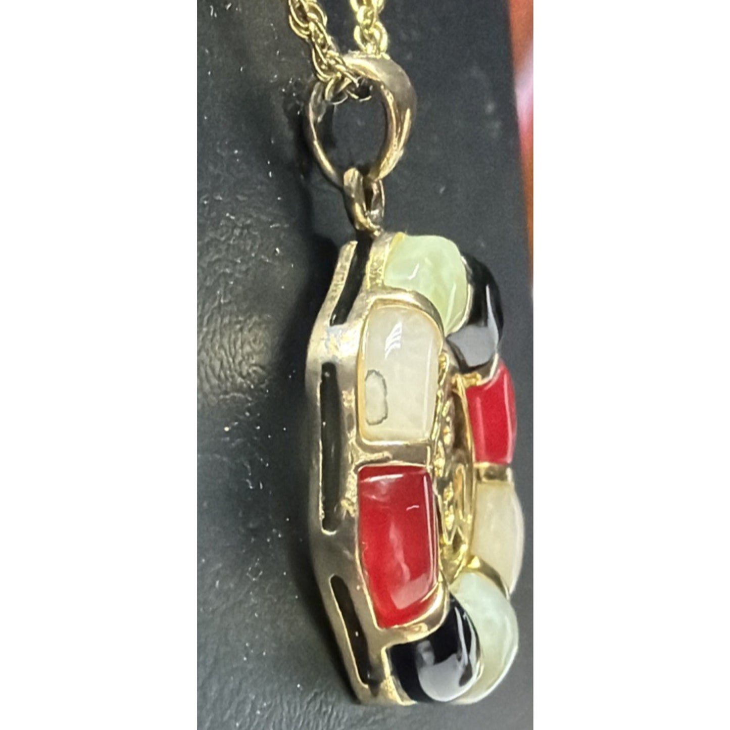 Joseph Cleary JC Asian Good Luck Pendant Multistone Donut Plated Necklace Read