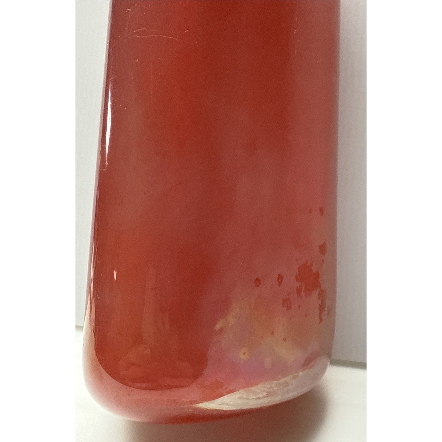 Murano Paolo Venini Velati Bottiglie Incised Triangular Bottle Red Orange As-Is