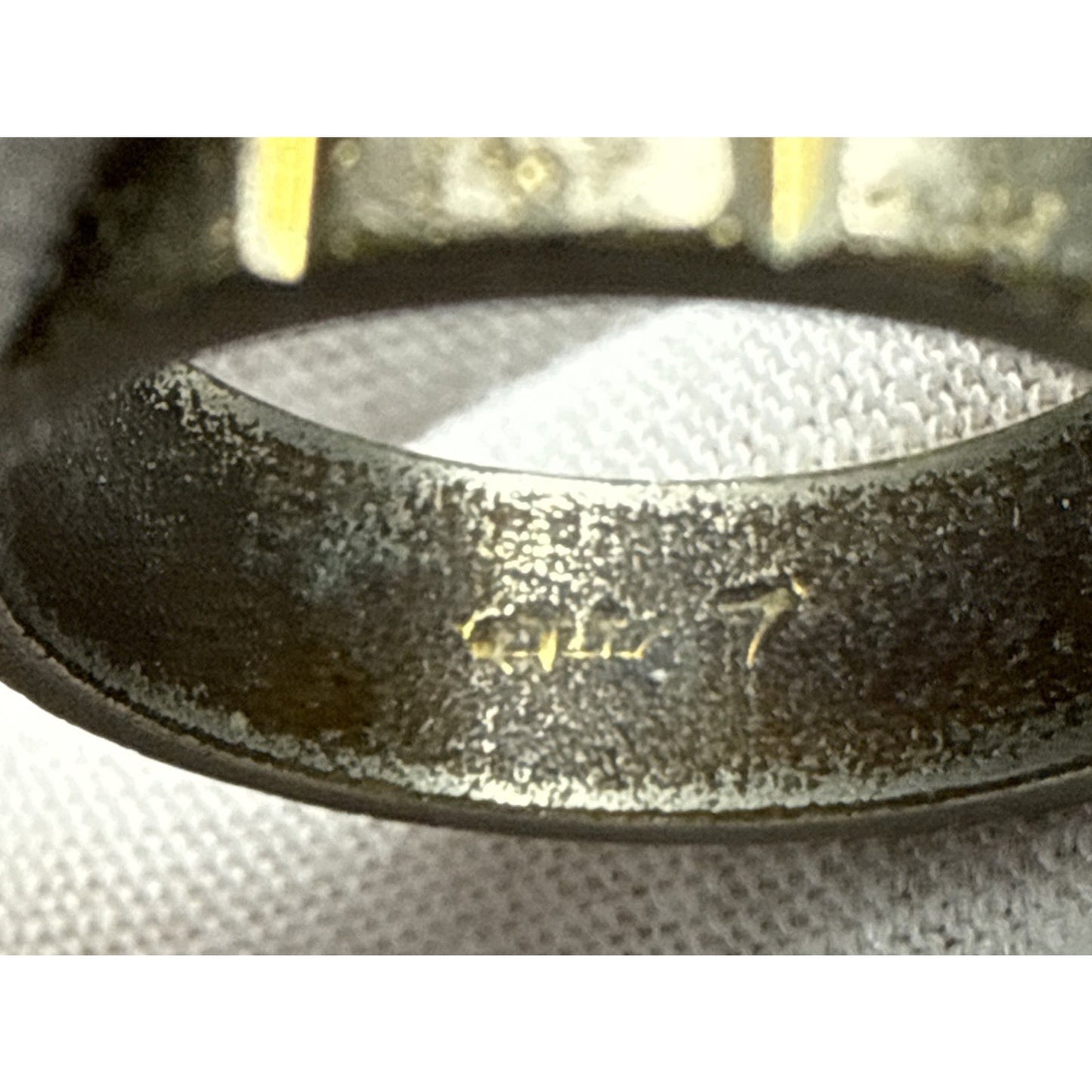 Vintage Uncas Cigar Band Ring Sz 7 Silver Gold Metal Ribbed As-Is