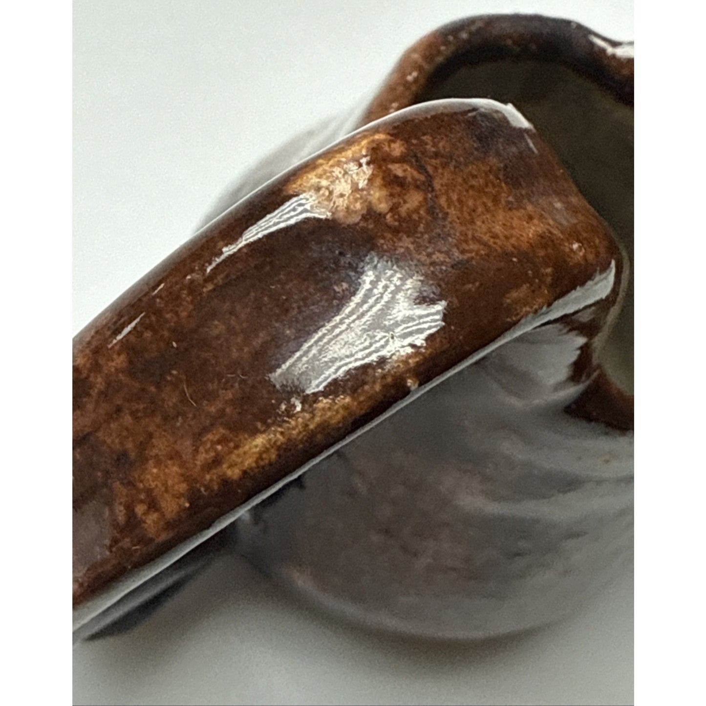 Studio Art Pottery Zoomorphic Clay Glazed Pitcher Mug Handle Signed Mug Spooner