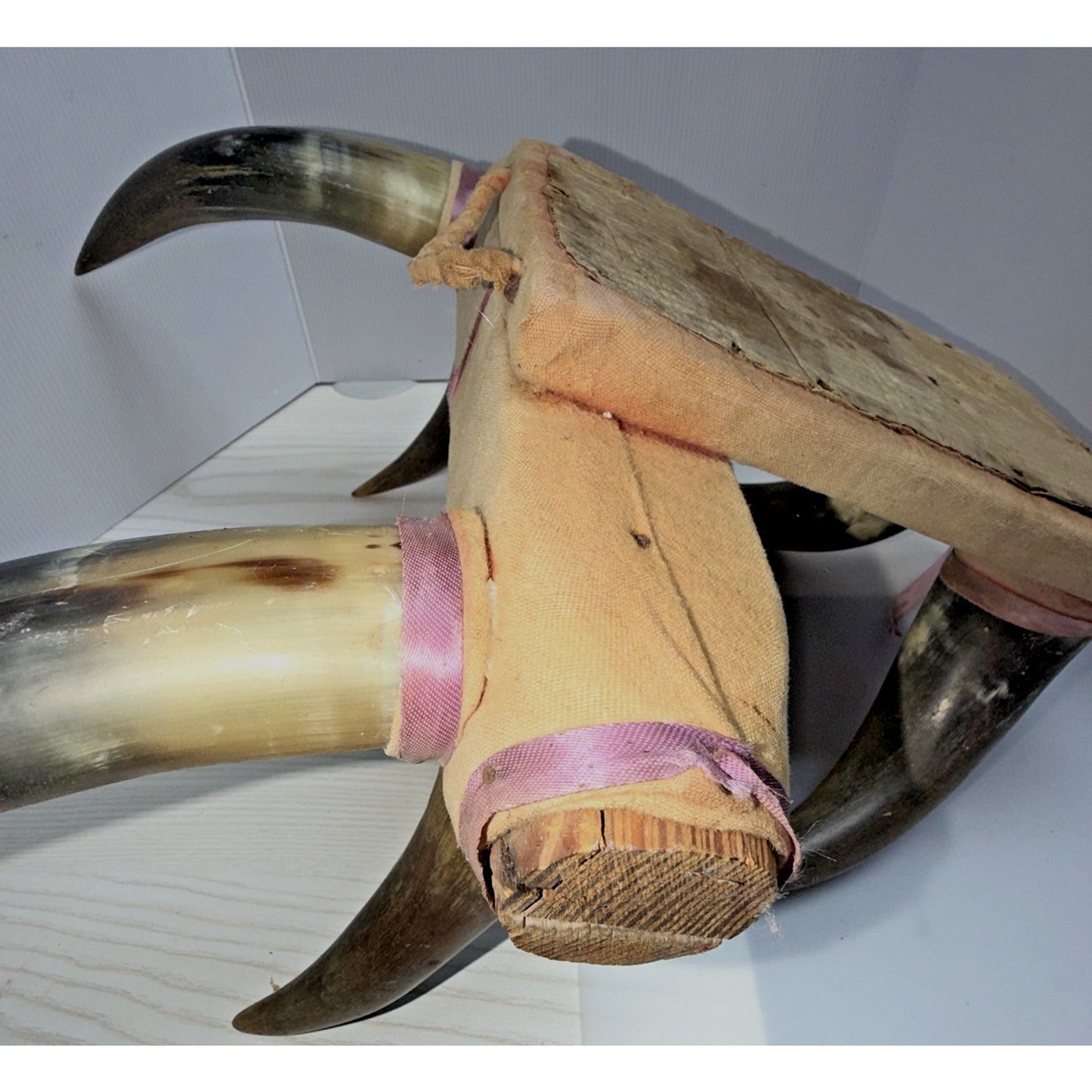 Western Primitive Style Bullhorn Hat Coat Rack Large Wall Hanging As Is