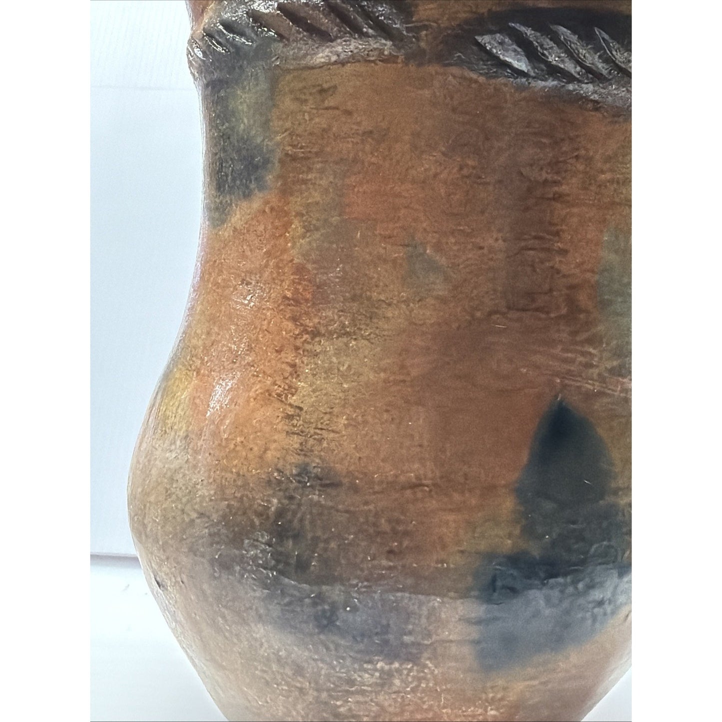 Vintage Navajo Art Pottery Vase Pinon Pine Pot Rope Glazed Fired As Is