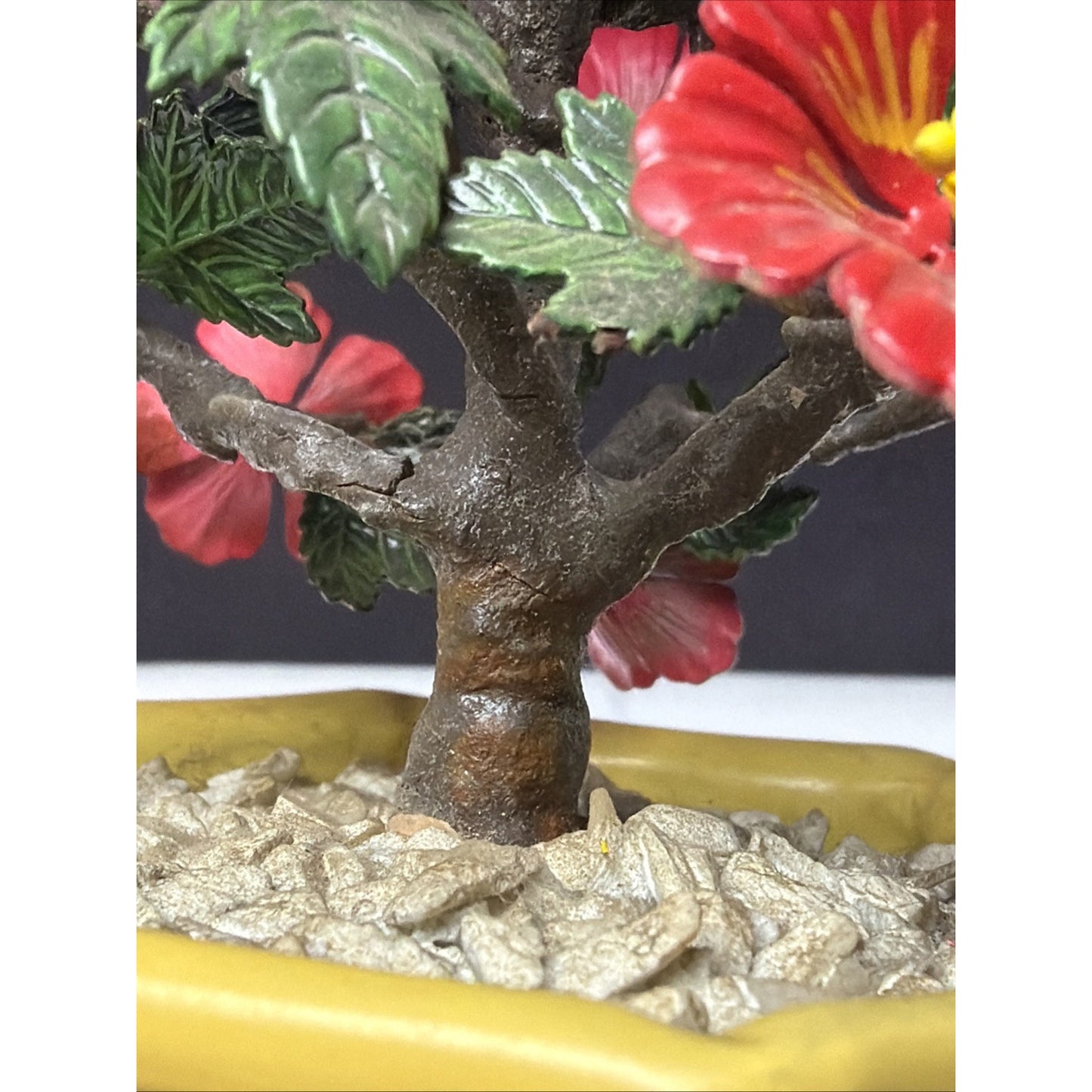 Vintage Metal Art Flower Blossom Hibiscus Wire Tree Painted Enamel As Is