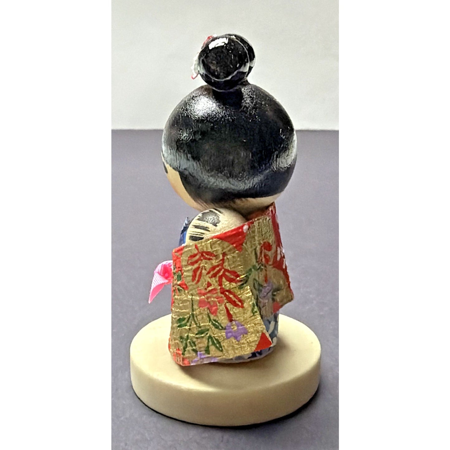 Vintage Japanese Kokeshi Doll Mom Baby Child Hand Painted Wood Base Plastic Box