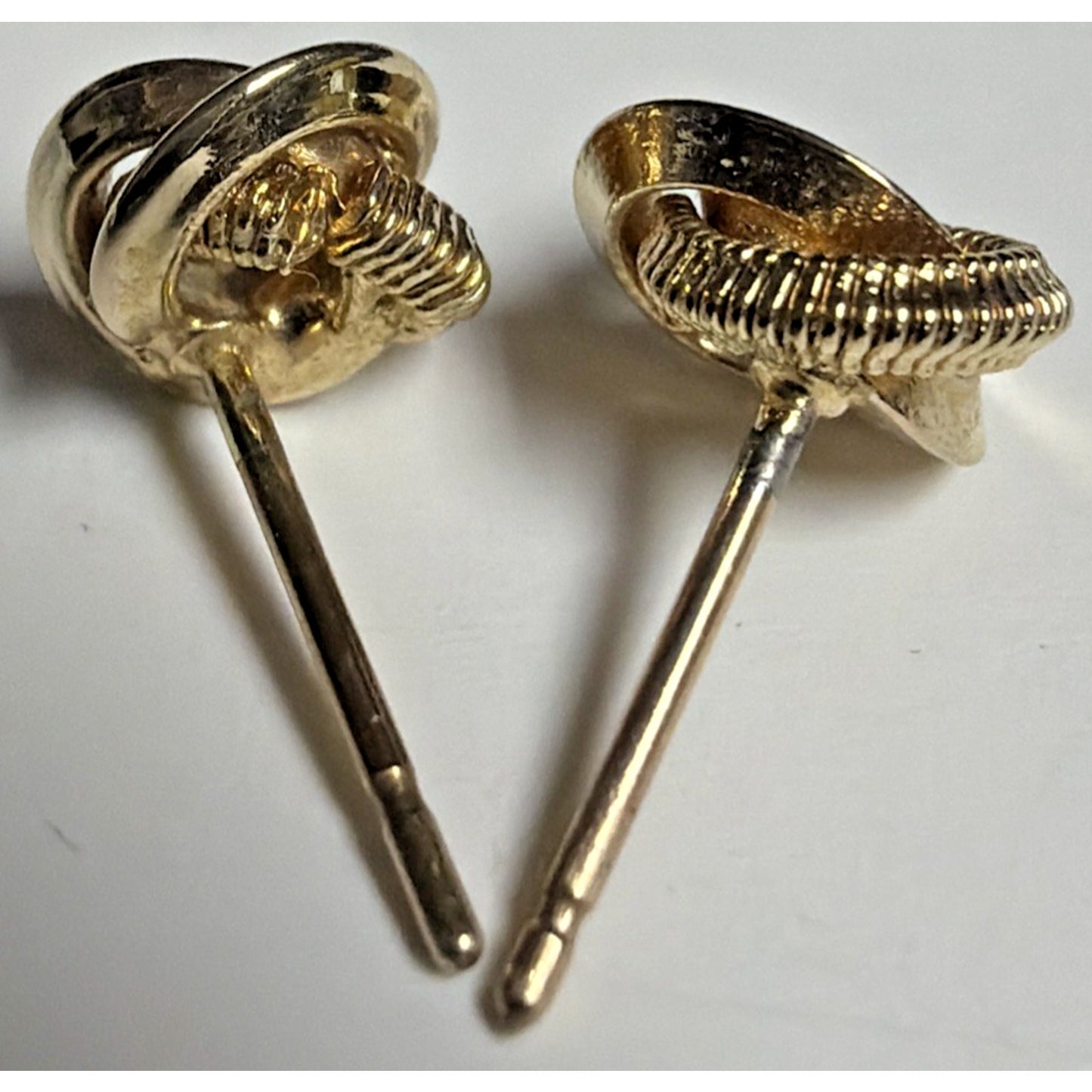 Vintage Gold Plate Love Knot Earrings Textured Smooth Twisted Rope Stud Post