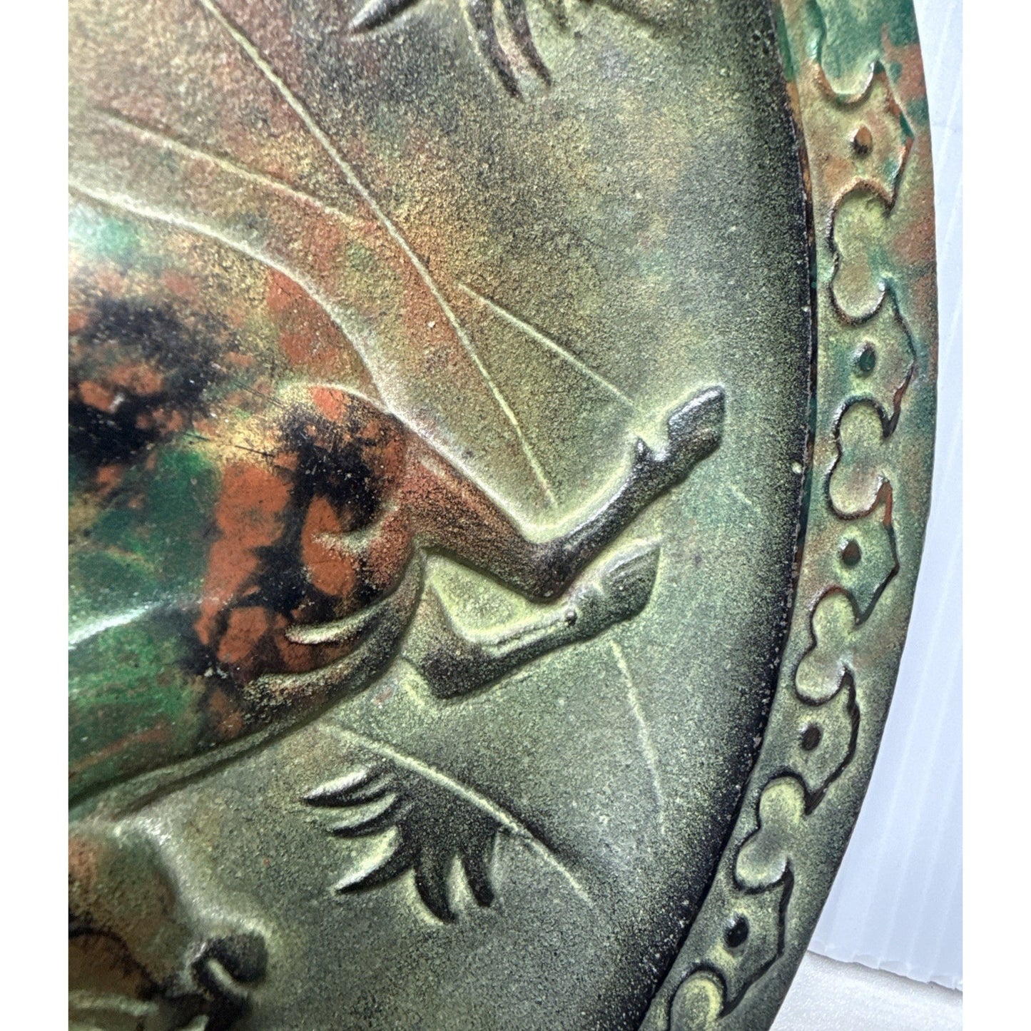 Antique Bradley Hubbard Cast Iron Wall Plaque Plate Wild Horse Stallions Bronze