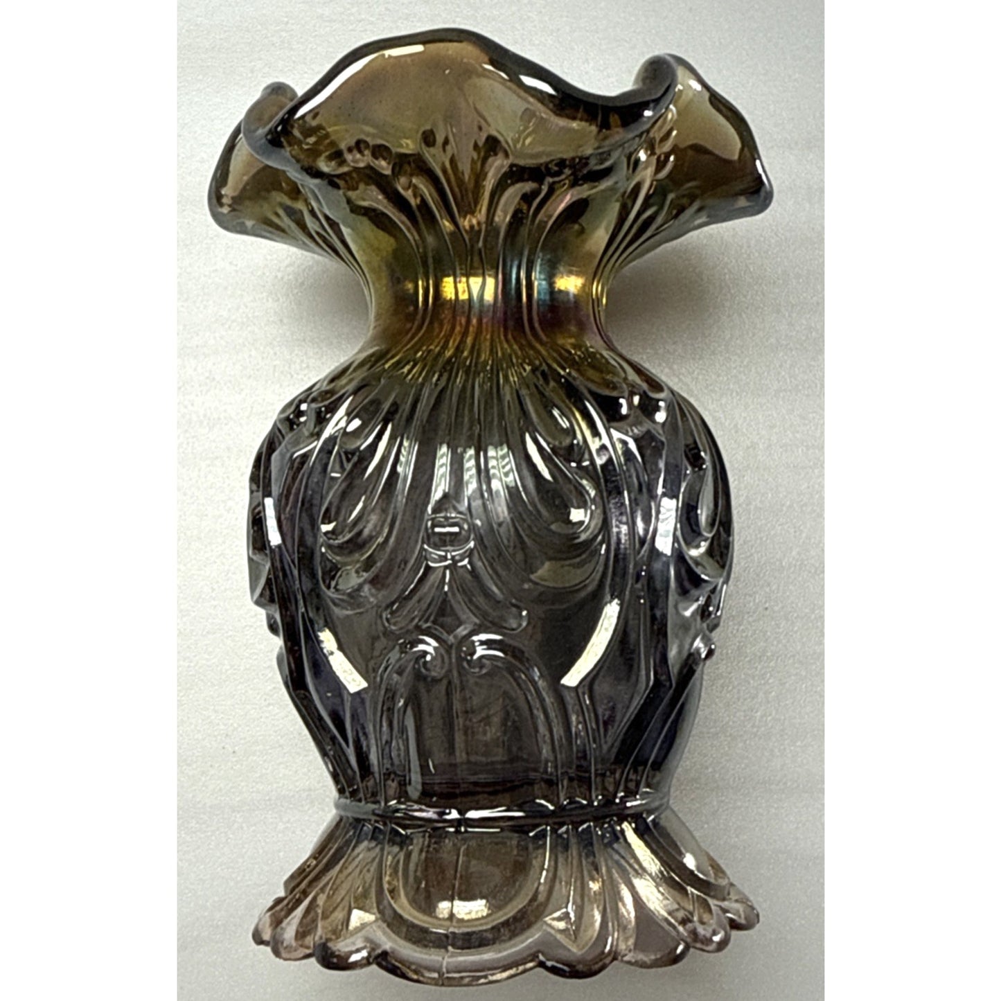 Antique Imperial Glass Rococo Carnival Smoke Vase