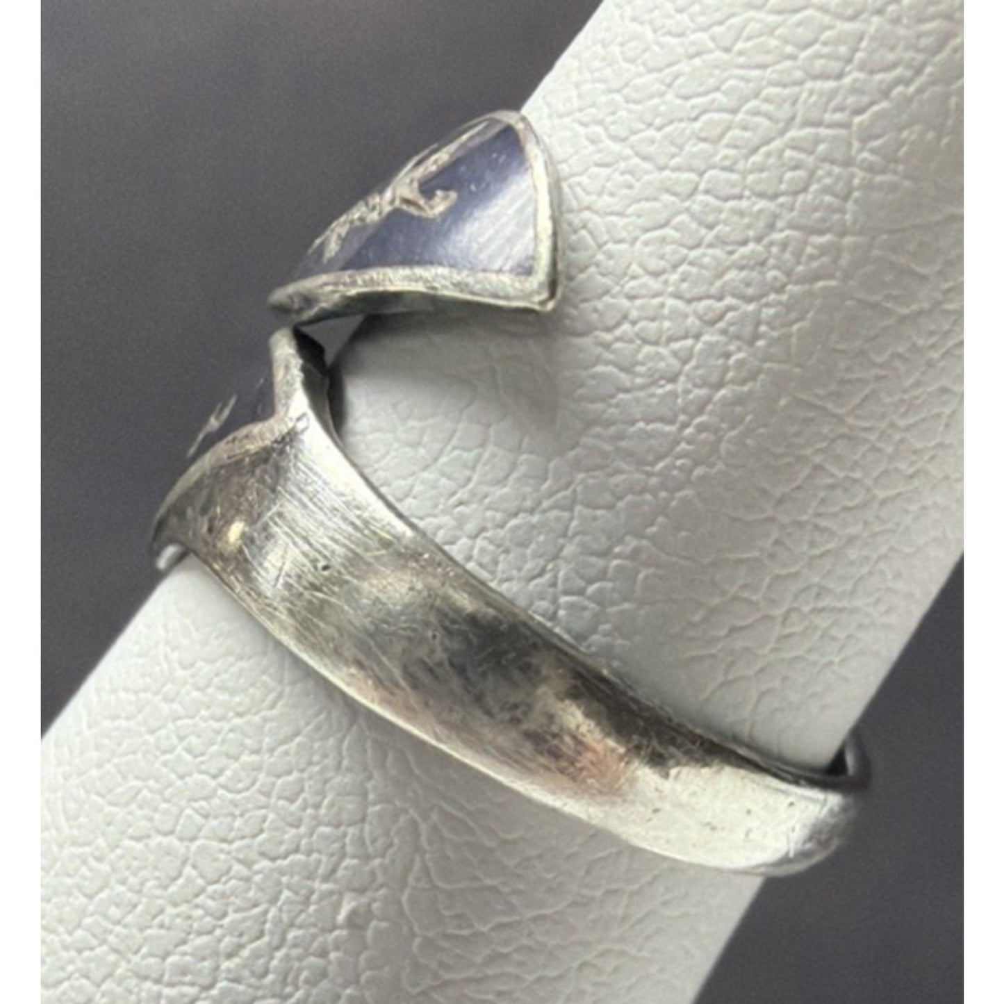 Vintage Sterling Silver Siam Niello Hindu Goddess Adjustable Bypass Ring Size 4