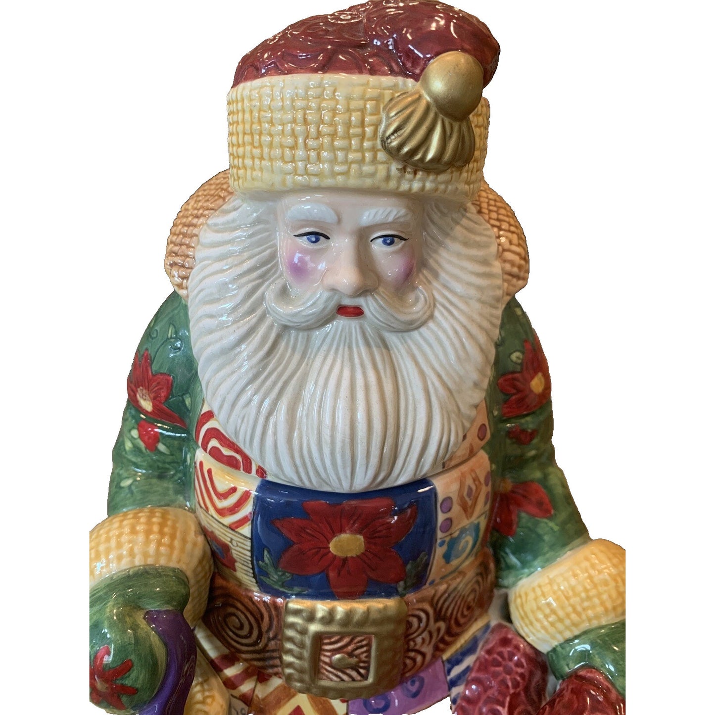 Studio Nova Mikasa Old World Santa Classic Ceramic Cookie Jar Patchwork Quilt