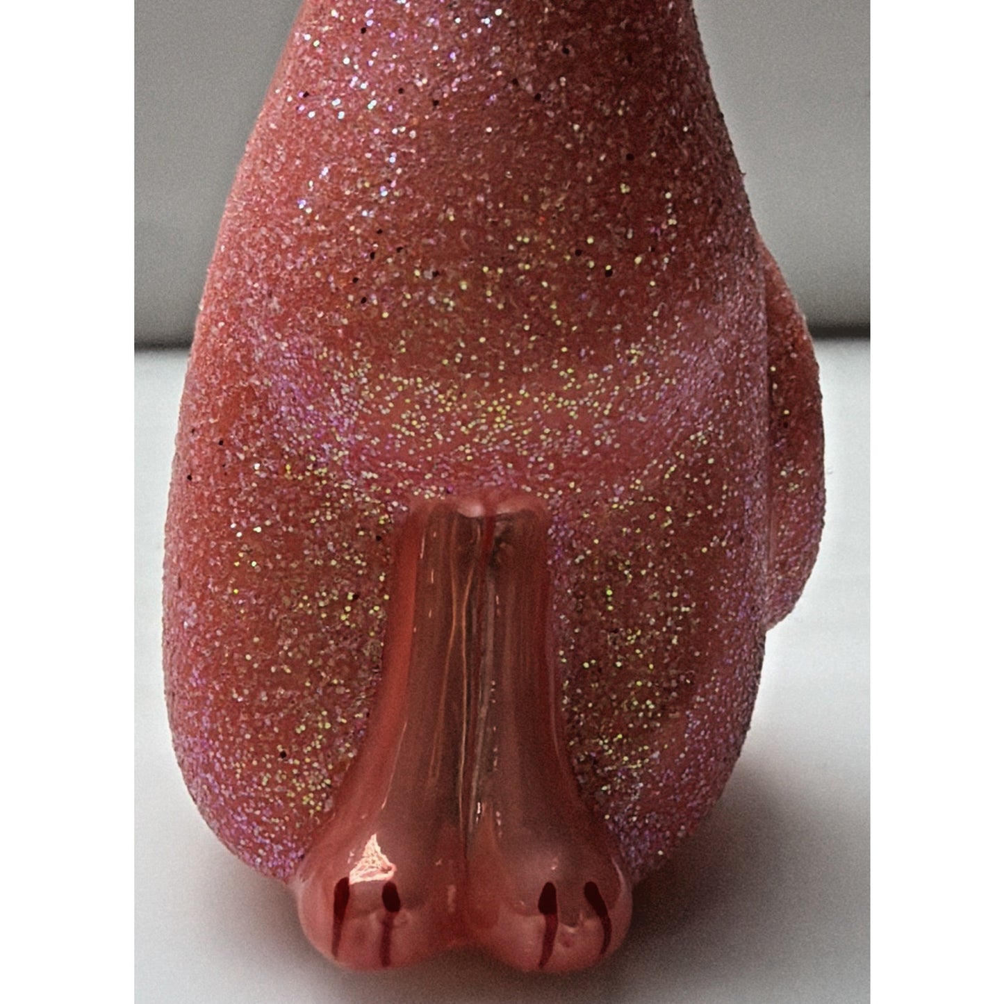 MCM Cody Foster Kitschy Kitten Glass Cat Ornament Coral Glitter