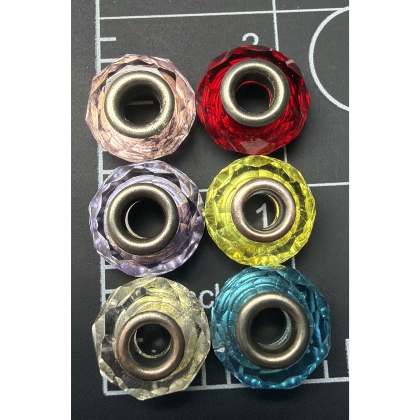 Lot of 6 Birthstone Faceted Bead Charms Spacers As Is