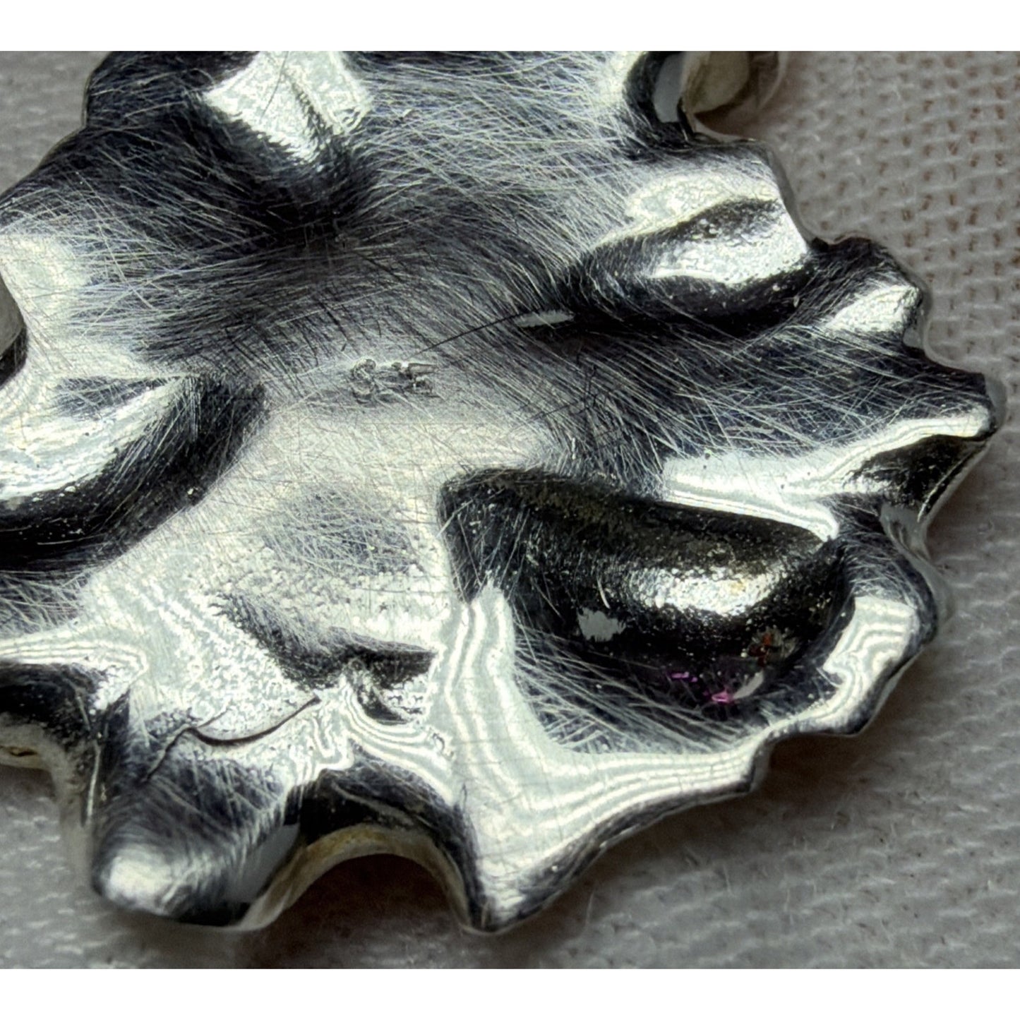 Vintage Sterling Silver Organic Hibiscus Flower Blossom Pendant Charm