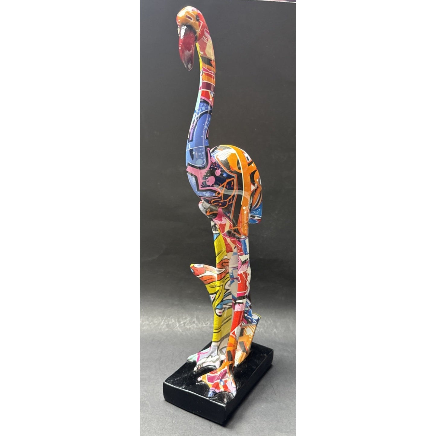 Flamingo Sculpture Graffiti Pop Art Colorful Statue Modern As Is