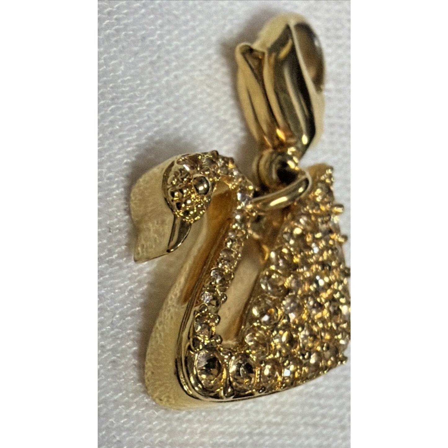 Swarovski Golden Swan Pave Crystal Charm Pendant