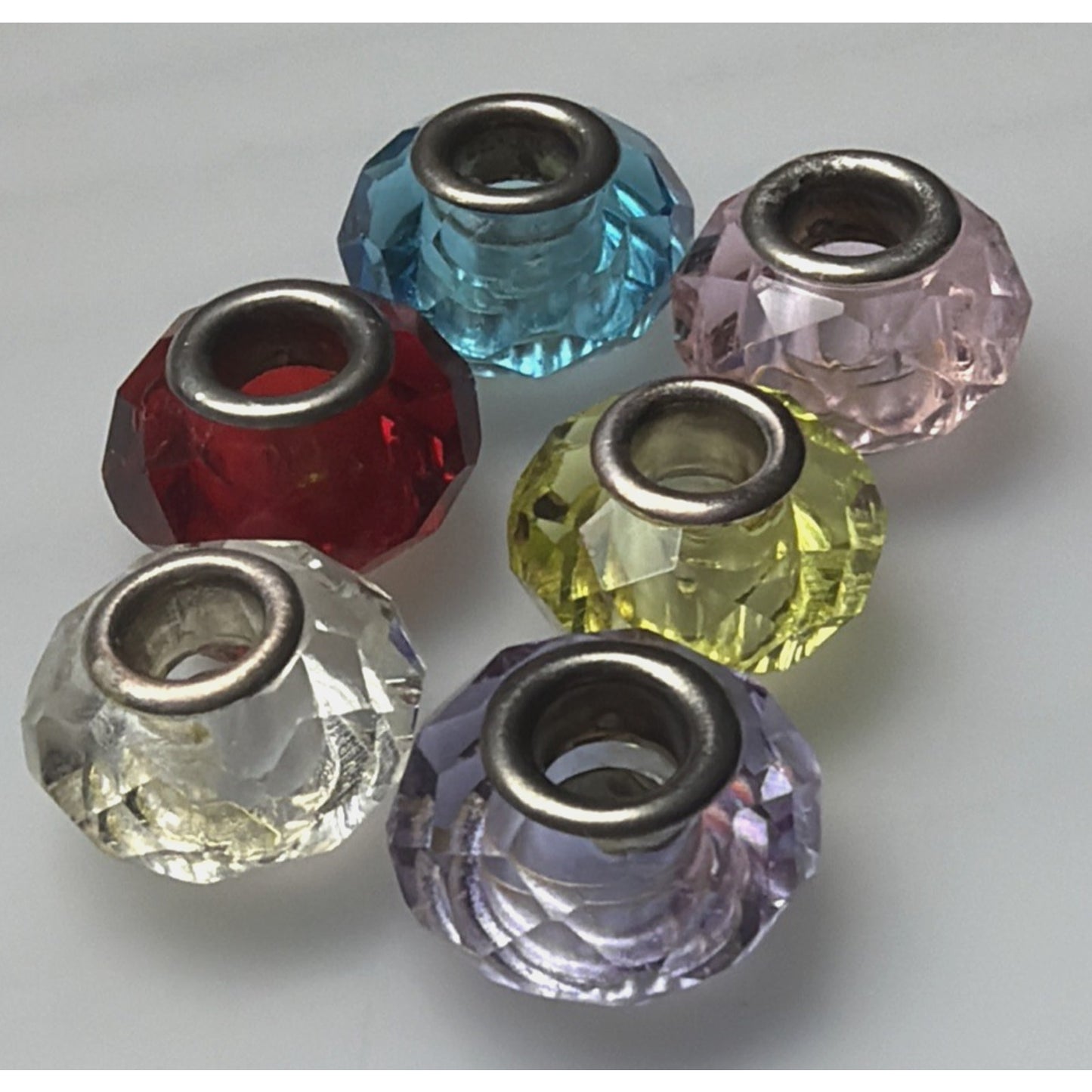 Lot of 6 Birthstone Faceted Bead Charms Spacers As Is