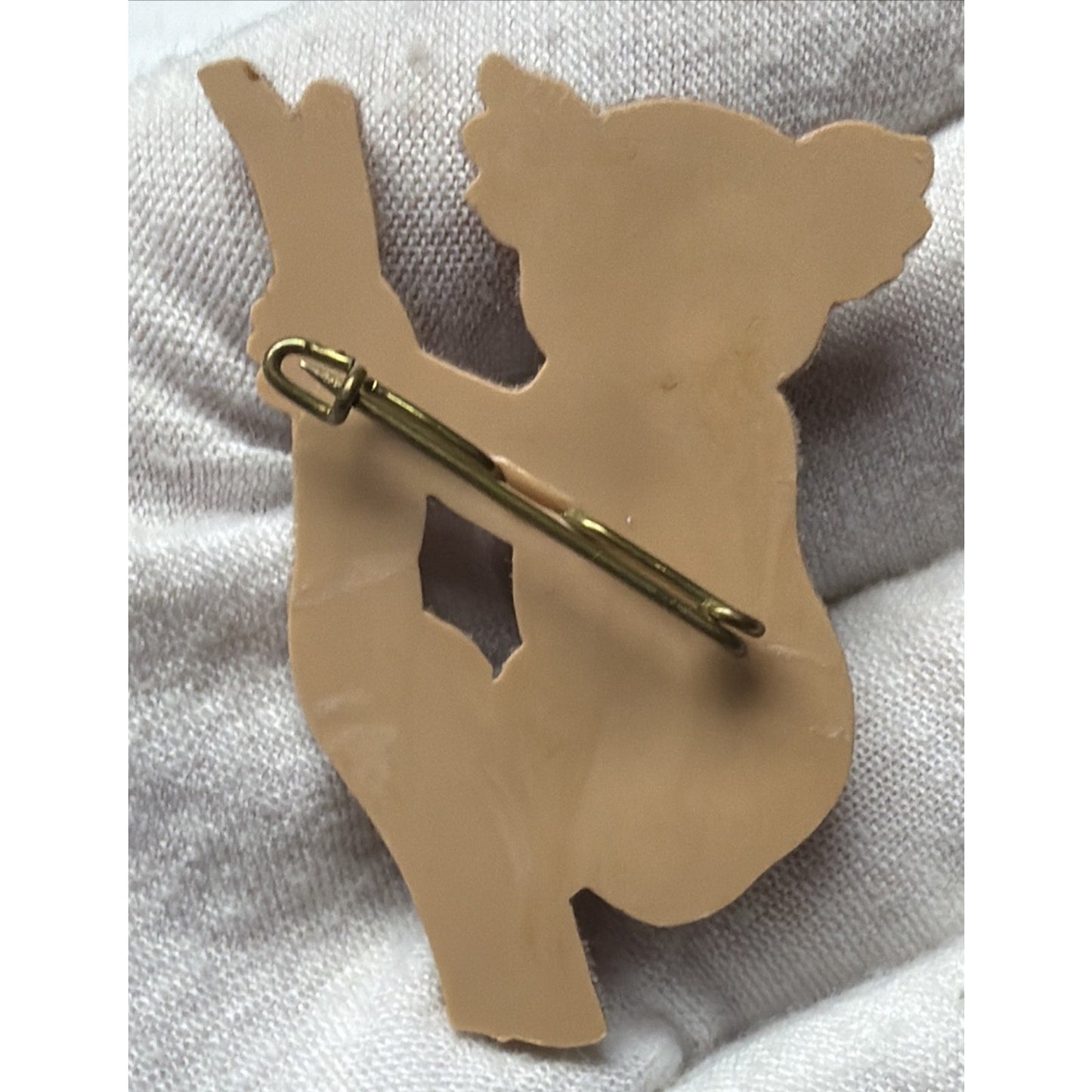 Vintage Flocked Koala Bear Pin Brooch Black Brown