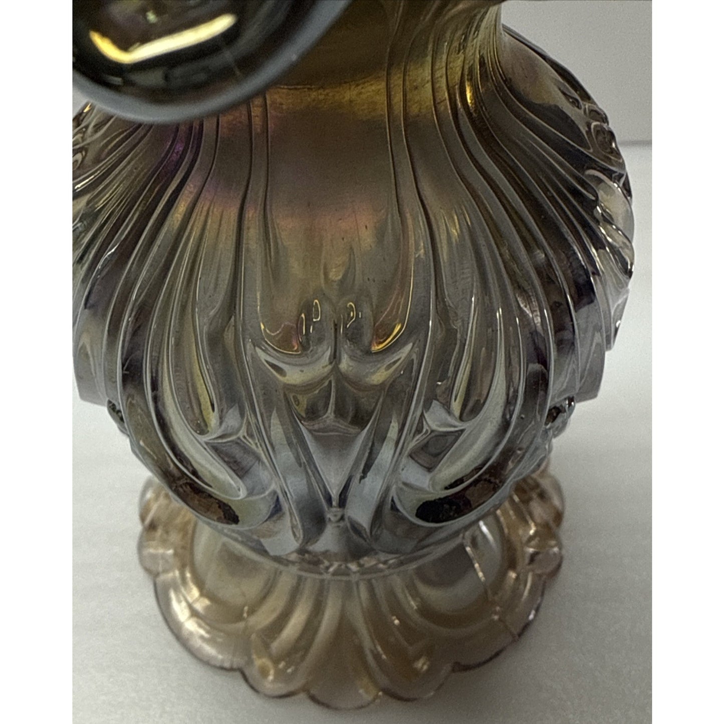 Antique Imperial Glass Rococo Carnival Smoke Vase