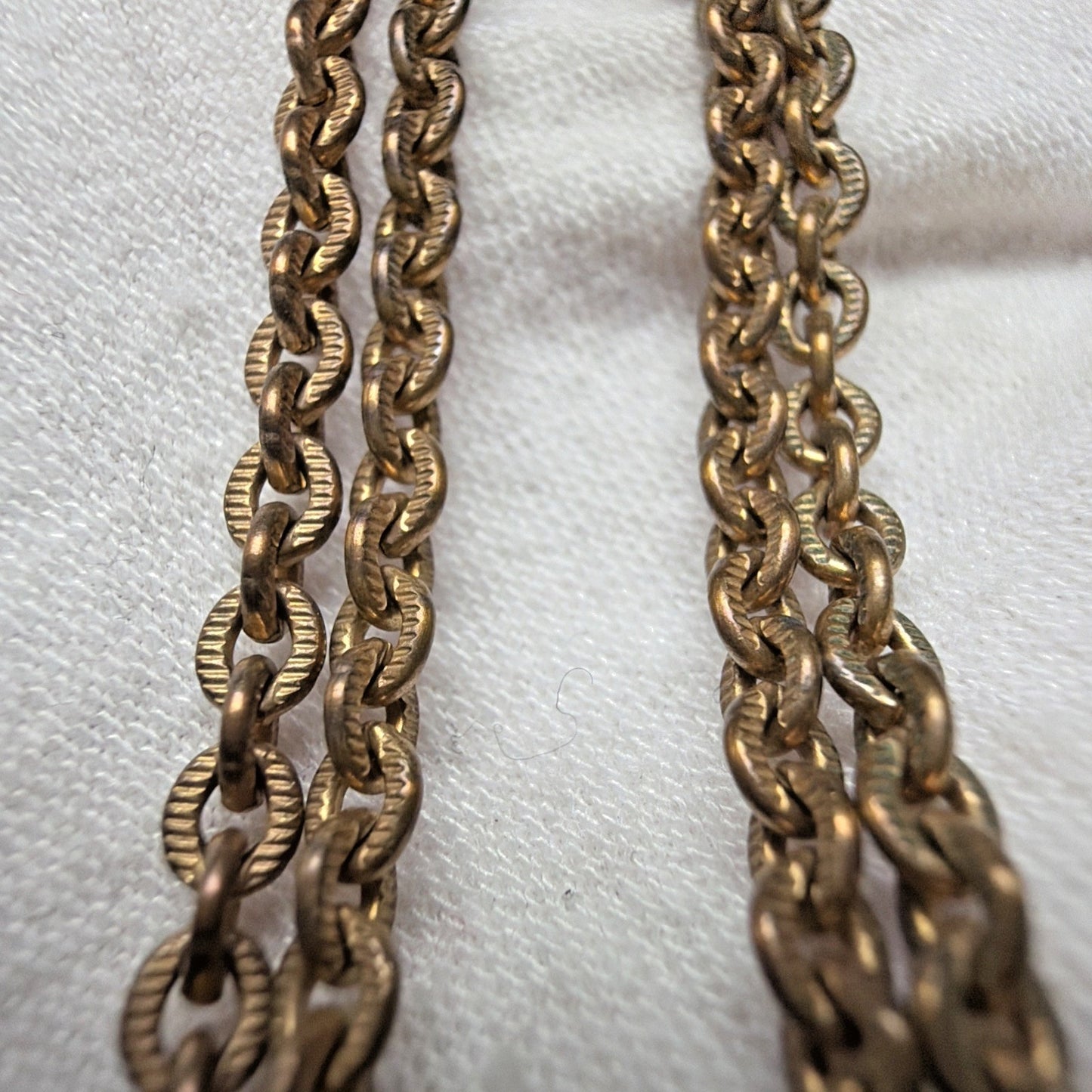 Victorian Edwardian Textured Links GF Chain Necklace As Is