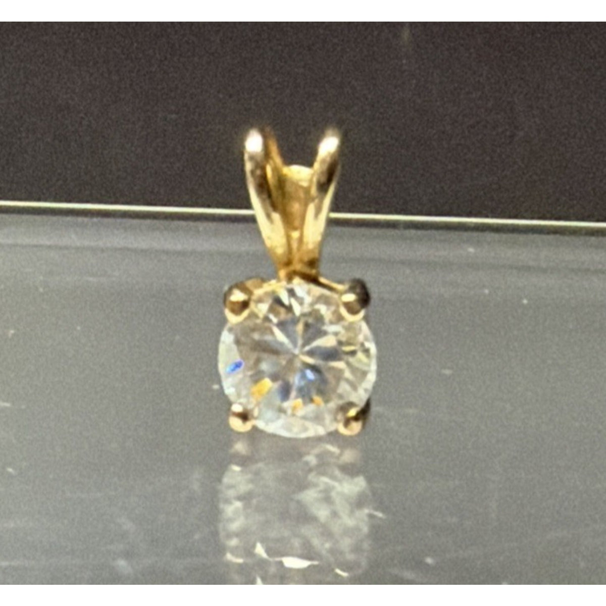 Vintage Gold Vermeil Cubic Zirconia Solitaire Sterling Silver Pendant