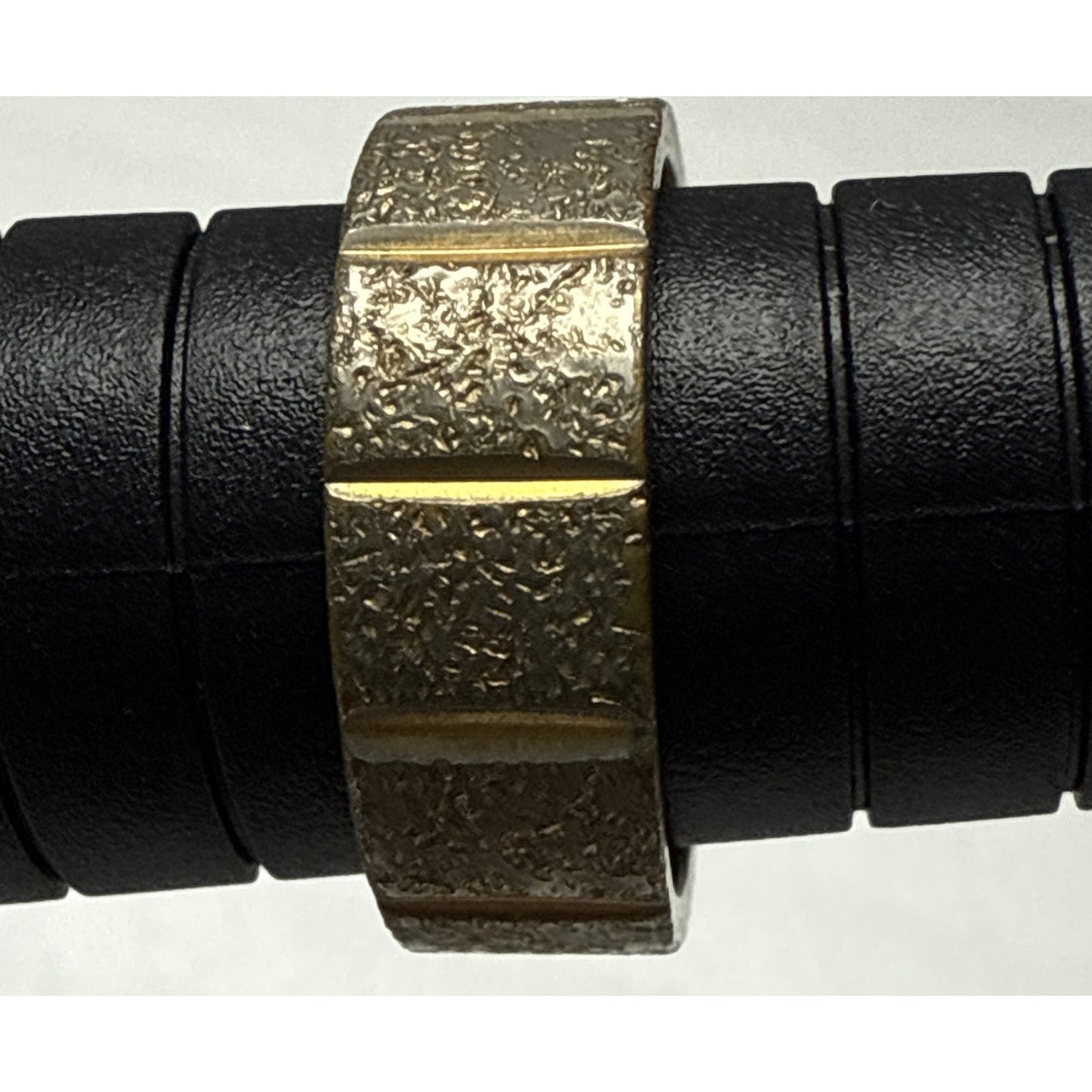 Vintage Uncas Cigar Band Ring Sz 7 Silver Gold Metal Ribbed As-Is