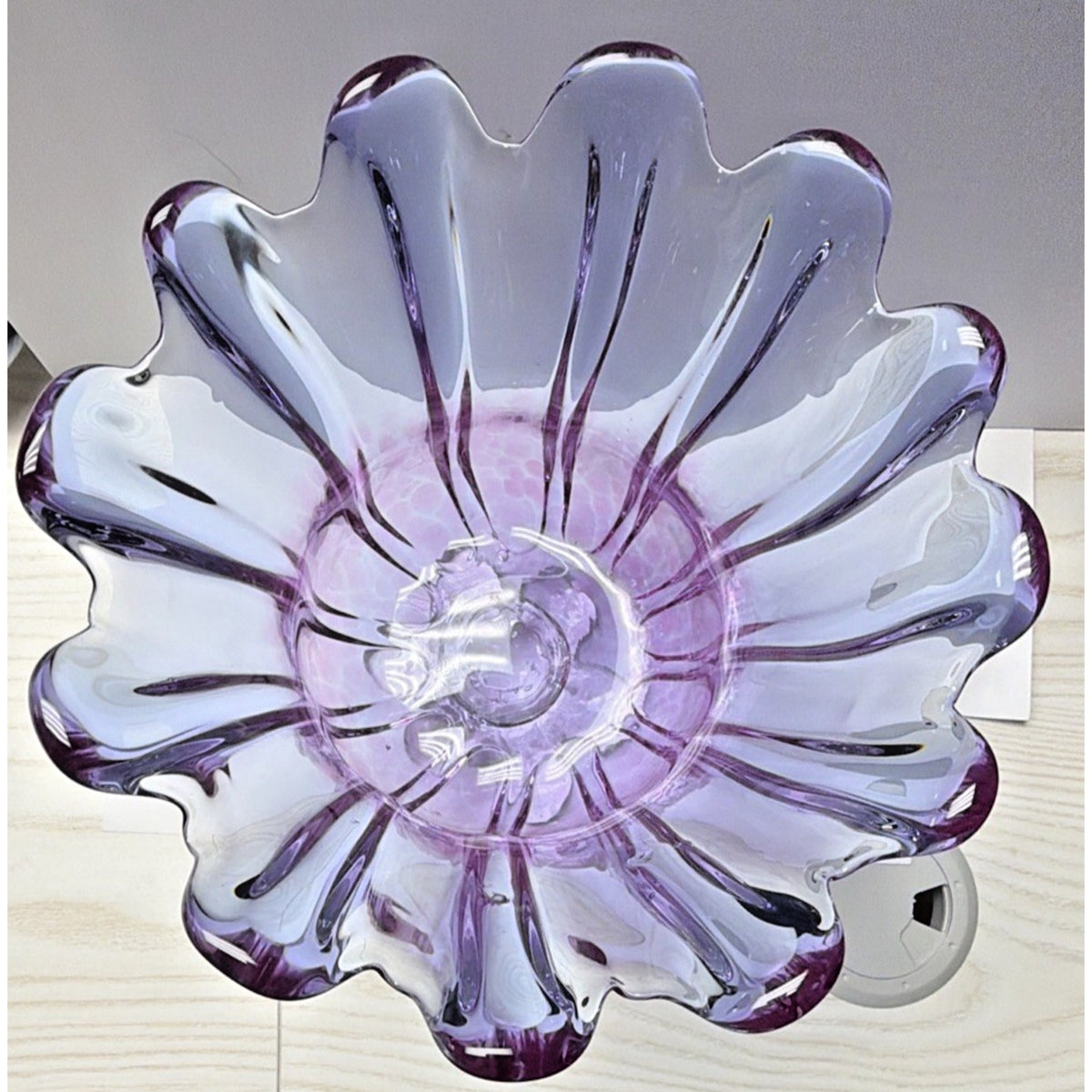 MCM Chribska Josef Hospodka Gradient Art Glass Vase Footed Mottled Purple Blue