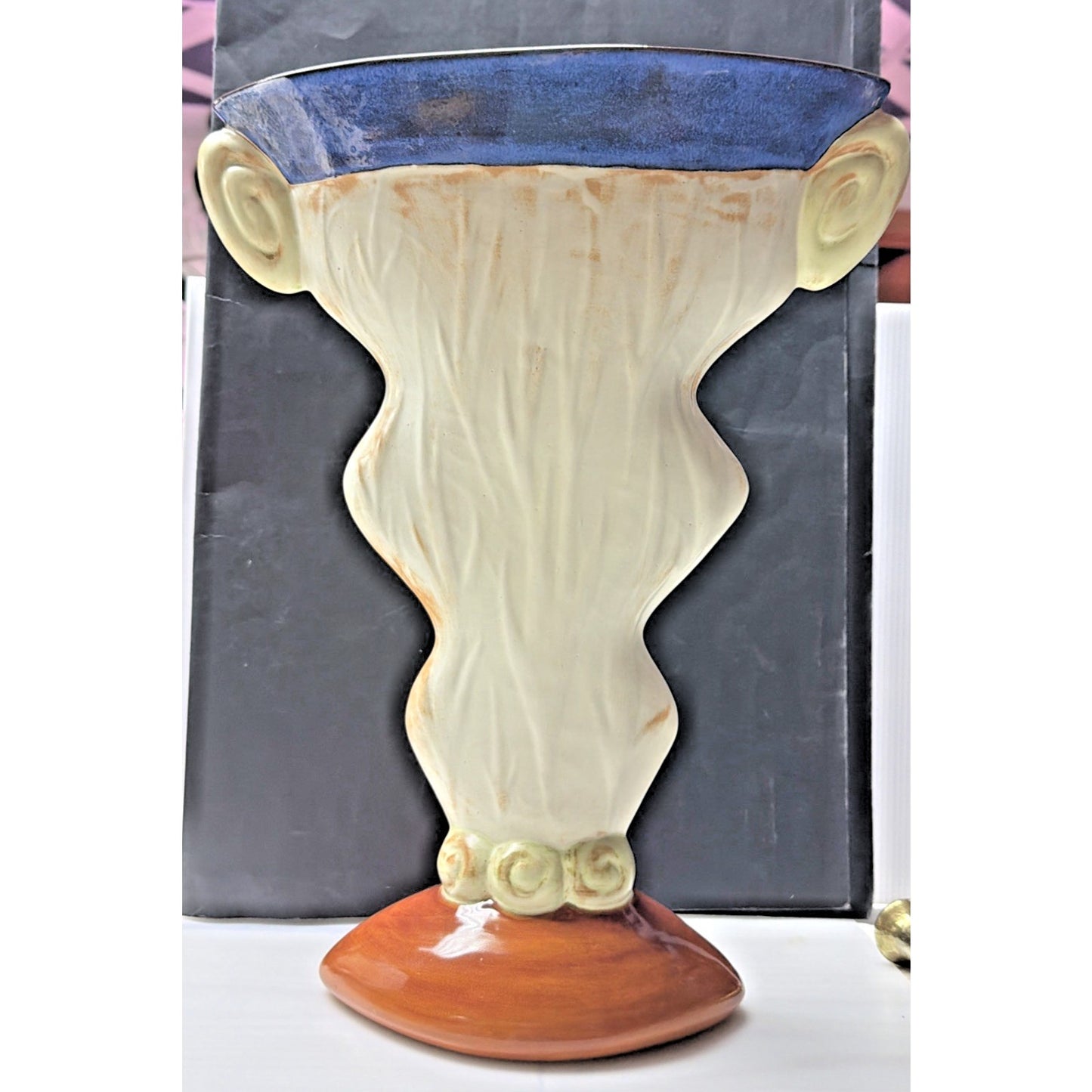 Vintage Larmer Butter Toast Art Pottery Vase Modernist Handles