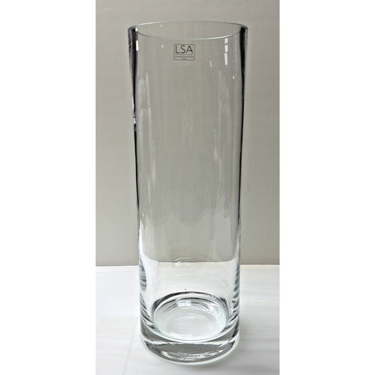 LSA International Mouth Blown Column Vase Large Clear Cylinder Holder As Is