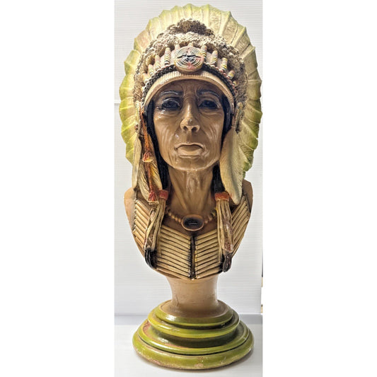 Vintage Apsit Bros of California Native American Indian Chief Bust Large As Is