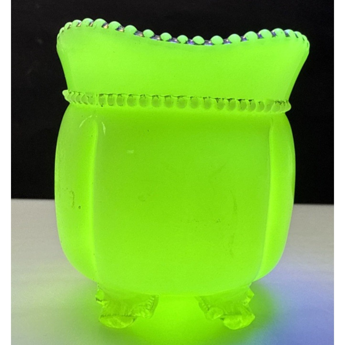 EAPG Tarentum Glass Georgia Gem Opaque Custard Toothpick Matchstick Holder Bead