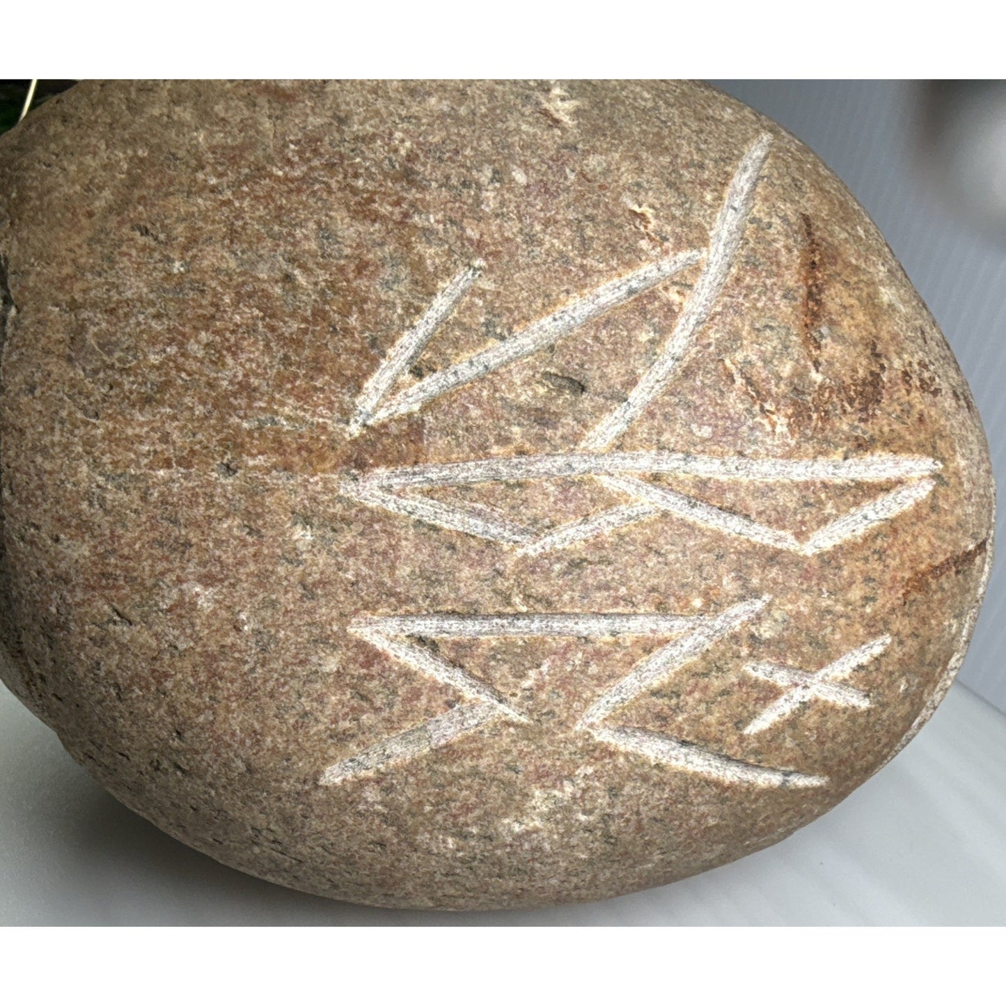 Vintage Native American Carved Stone Rock Indian Head Chief Signed Symbols