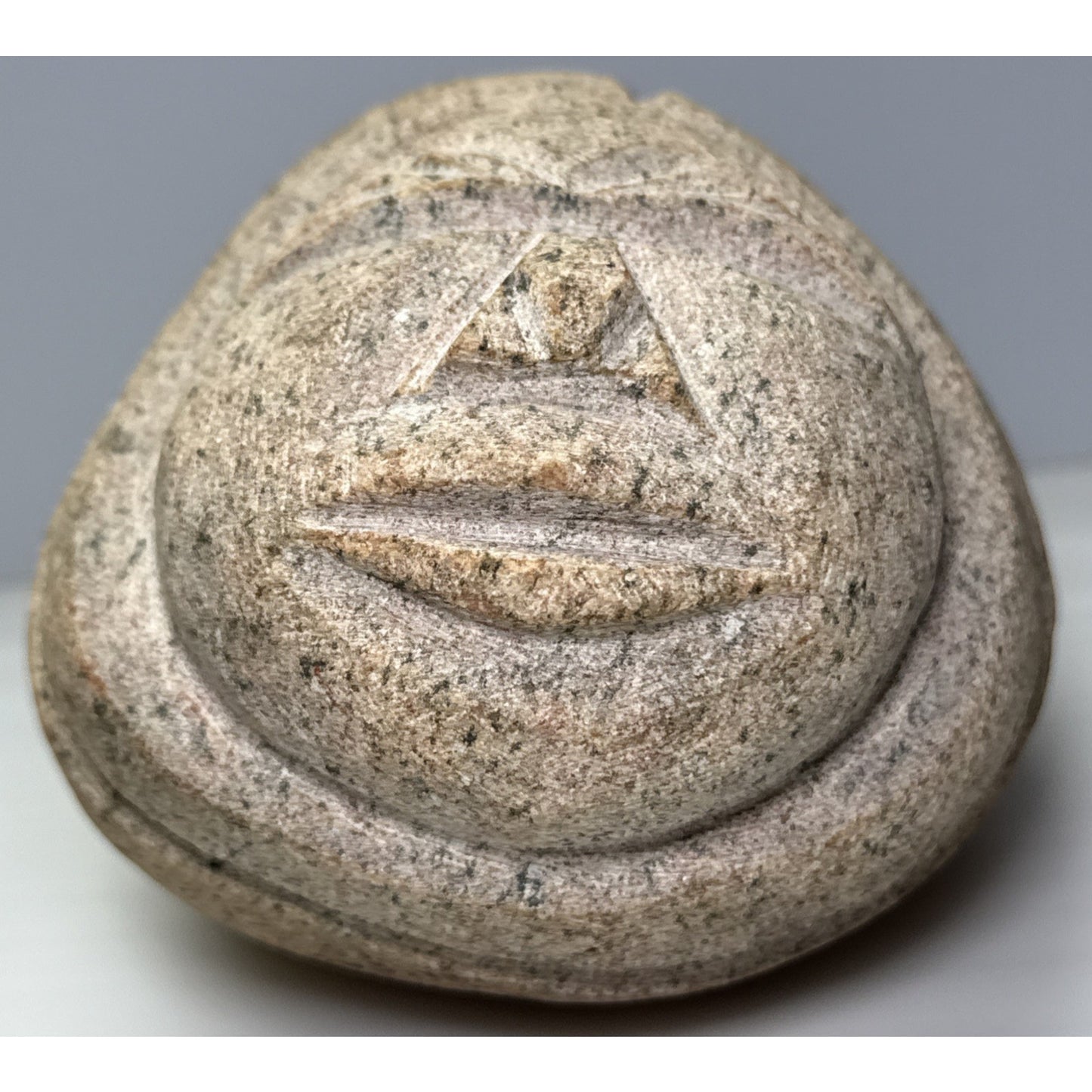 Vintage Native American Carved Stone Rock Indian Head Chief Signed Symbols