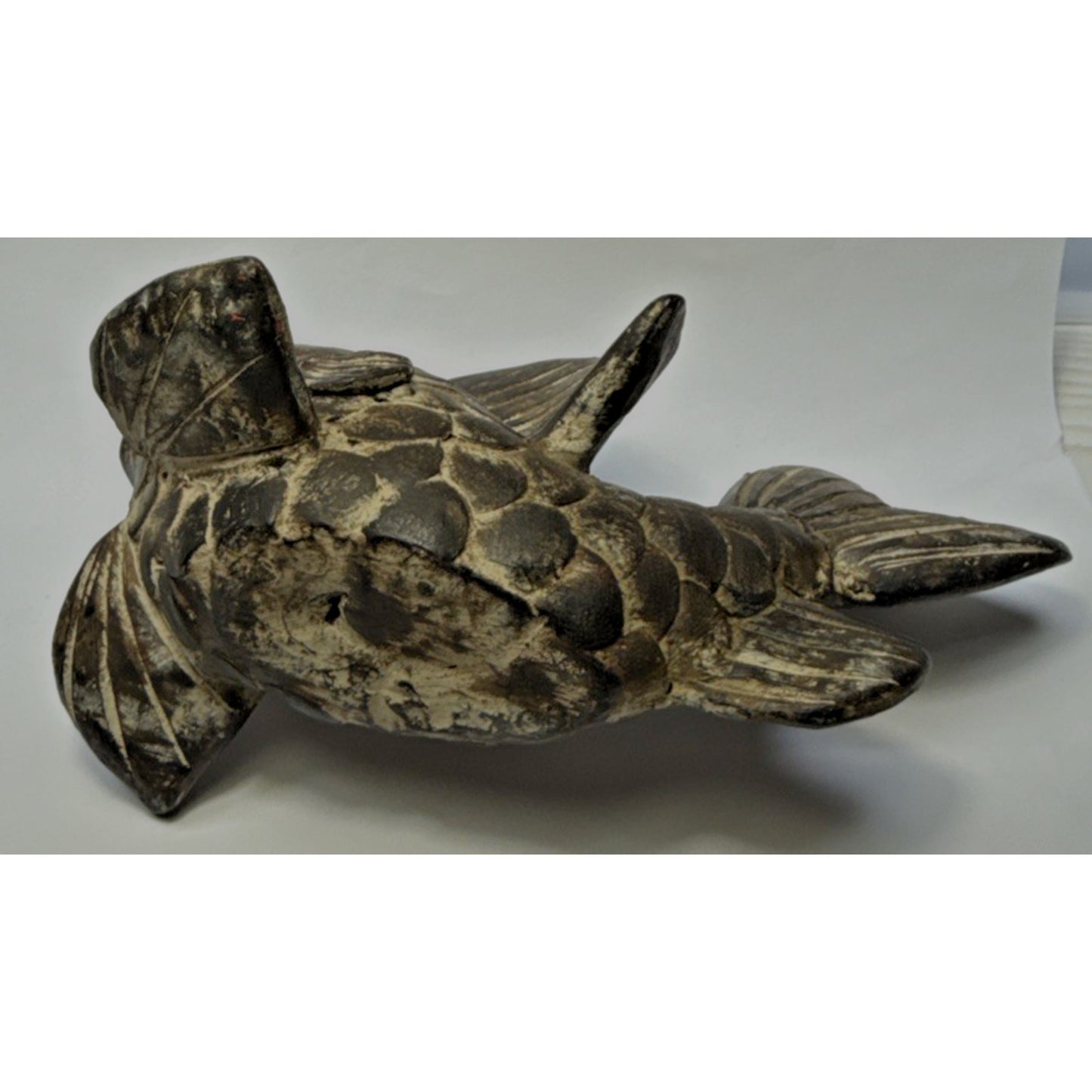 Vintage Asian Inspired Terra Cotta Clay Koi Carp Fish Sculpture Vase As Is