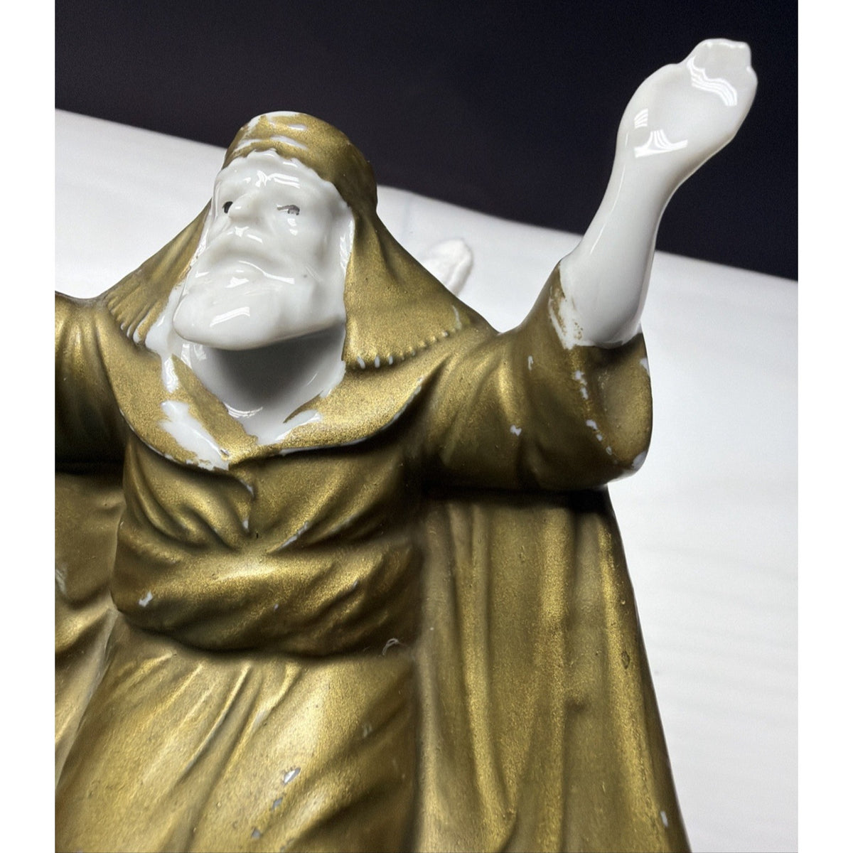 Old Porcelain Figurine Incense Burner Bedouin Man Wiseman Religious Saint As Is