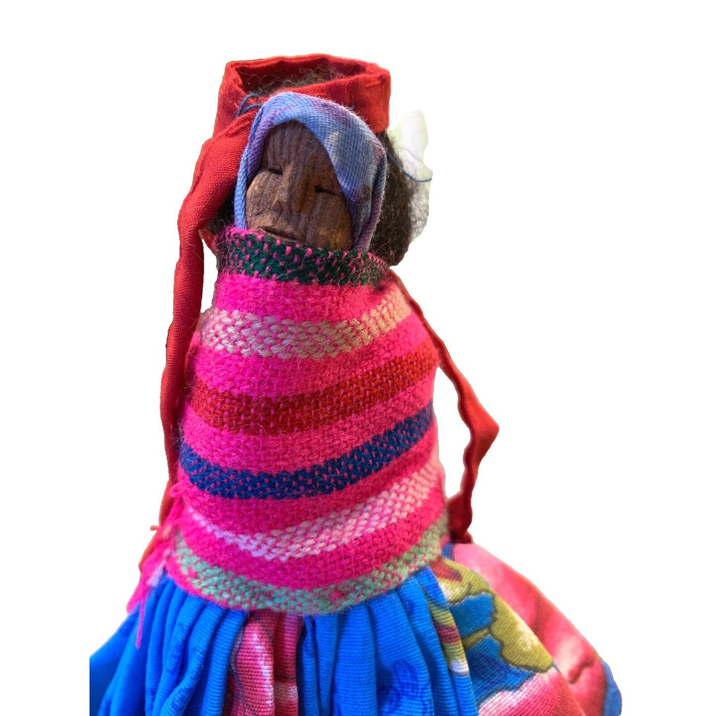 Vintage Hand Carved Wood Indian Doll Tarahumara Raramuri Mother And Child