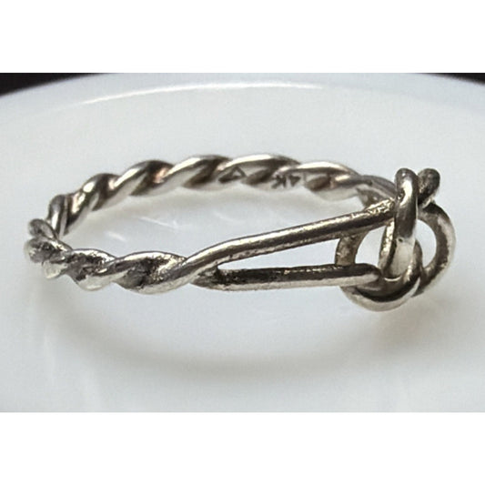 Antique 14k White Gold Twisted Rope Love Knot Ring Sz 4.5 As Is