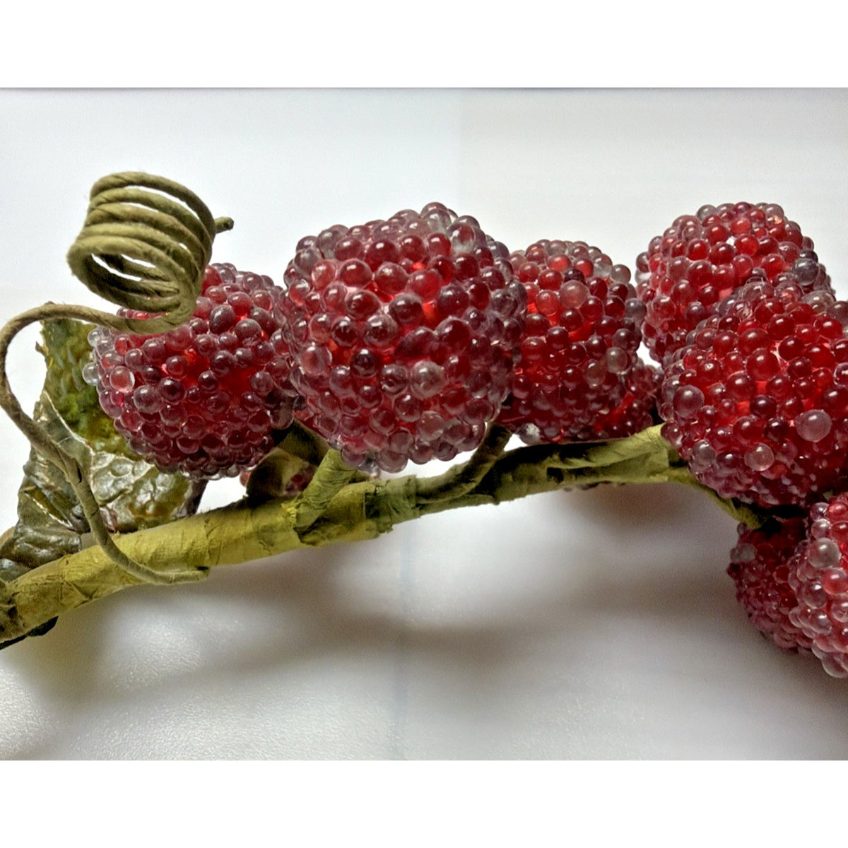 MCM Grape Cluster Glass Beaded Stem Leaves Fruit Red As Is