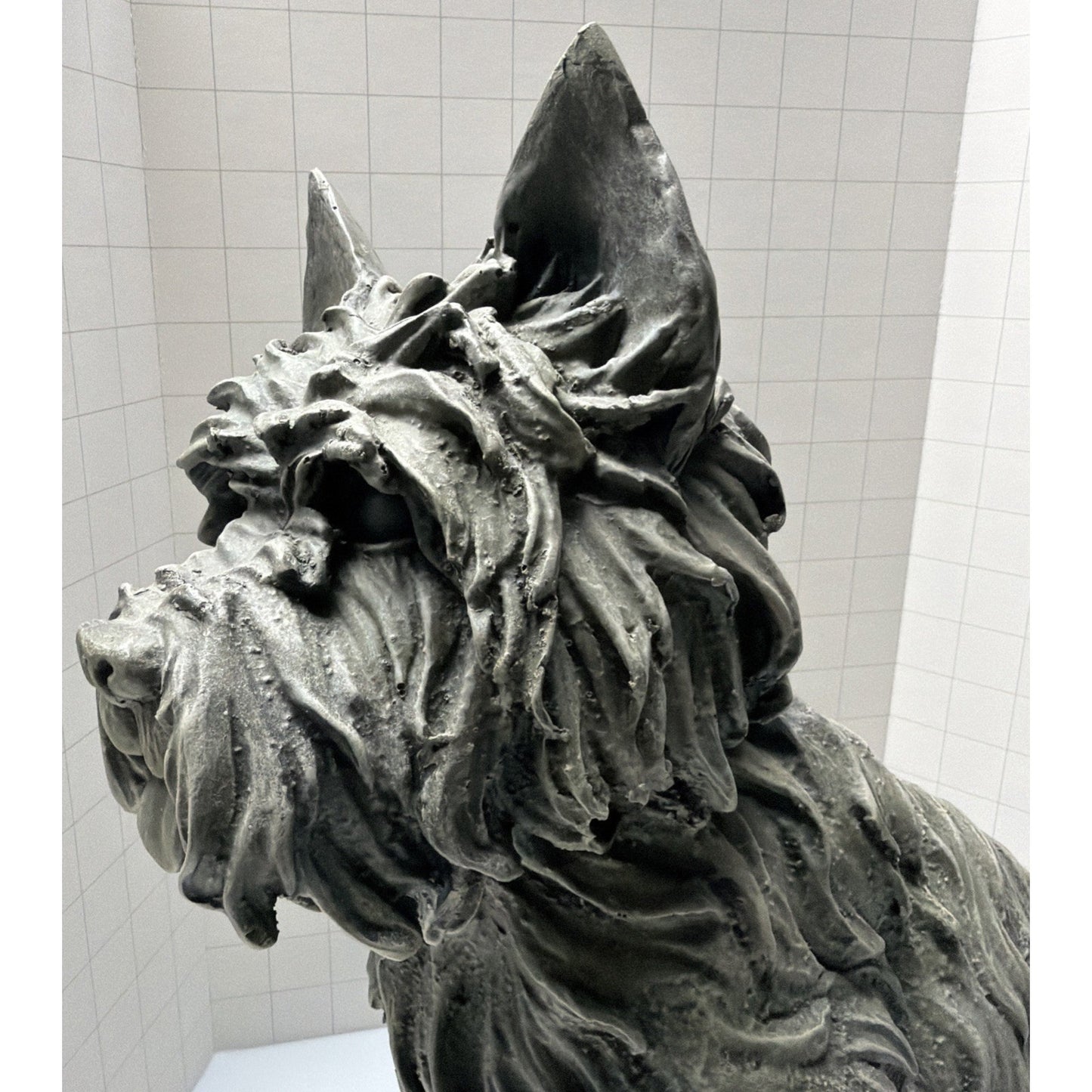 Westie Cairn Terrier Dog Outdoor Statue Large Resin Stone Grey As Is