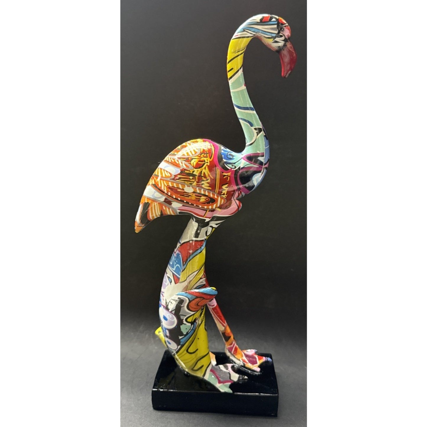 Flamingo Sculpture Graffiti Pop Art Colorful Statue Modern As Is