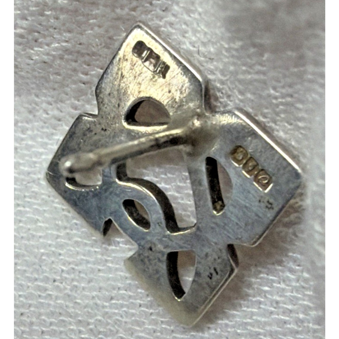 Vtg Dublin Ireland Celtic Stud Earrings Cut Out Square Sterling Signed No Backs