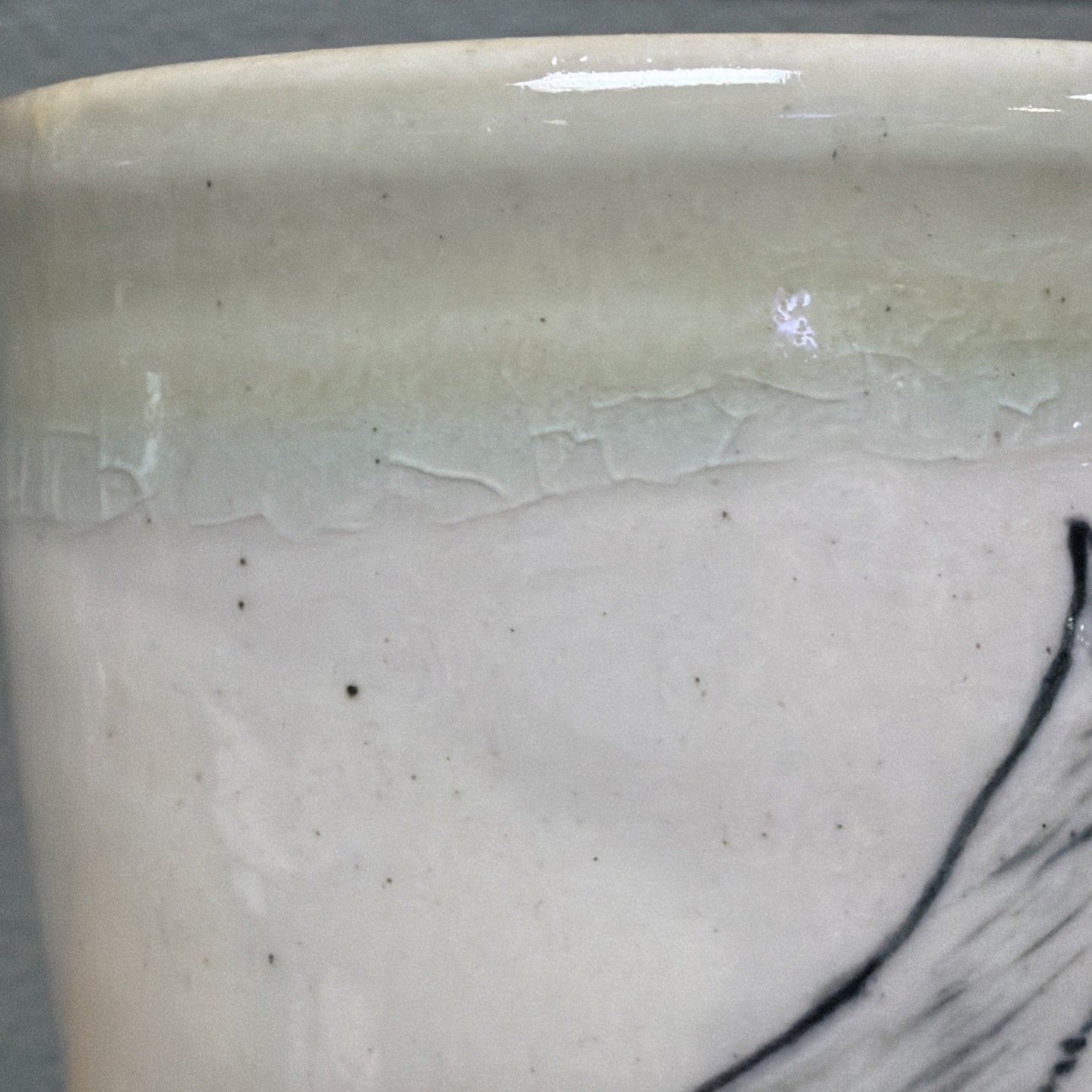 Vtg Studio Art Pottery Mug Drawn Tufted Titmouse Bird Glazed Stoneware Signed