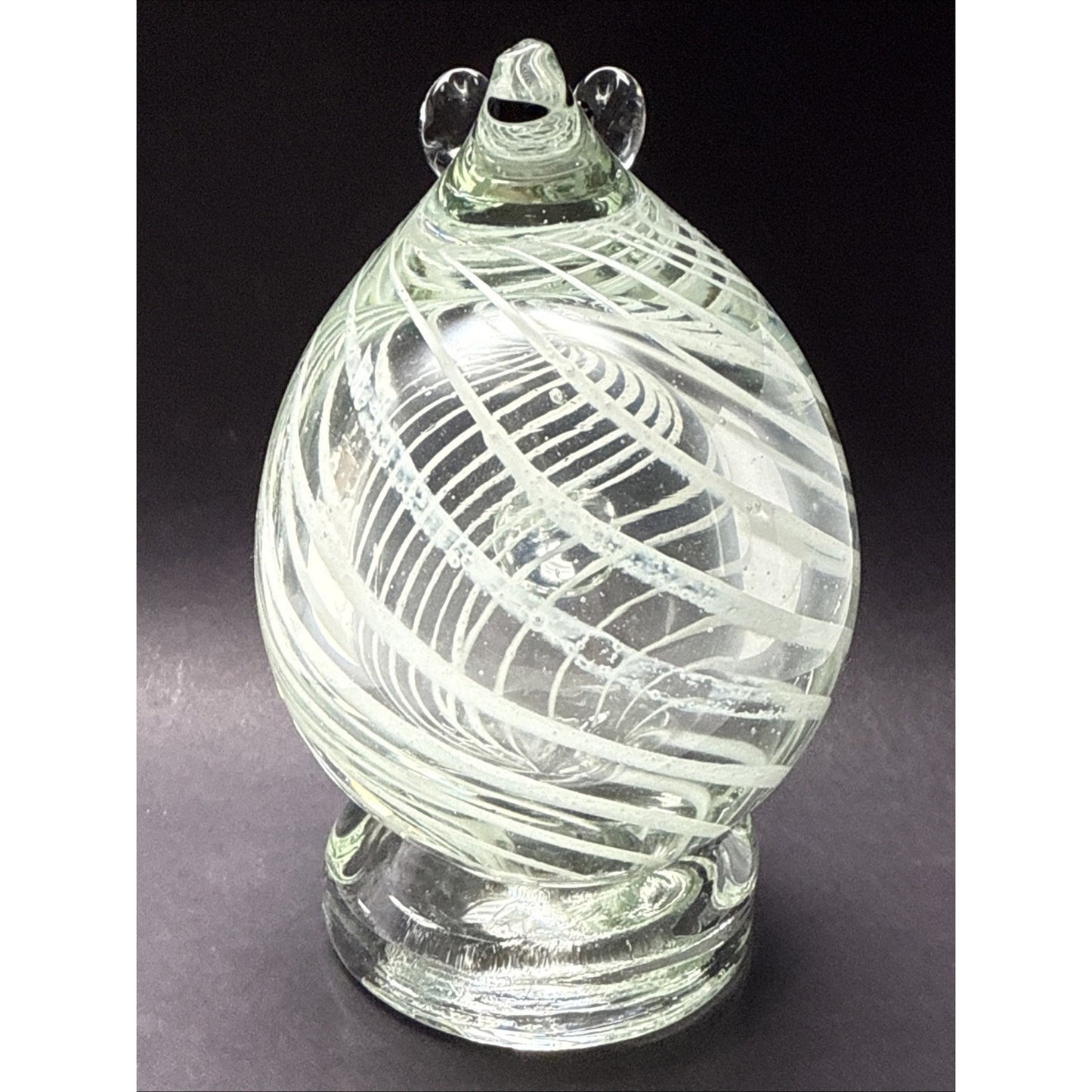 Vintage Blown Glass Mouse White Spiral Curved Tail Figurine Paperweight As Is